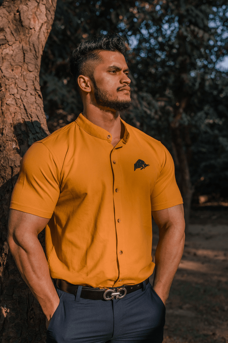 Grandad collar top polo shirt