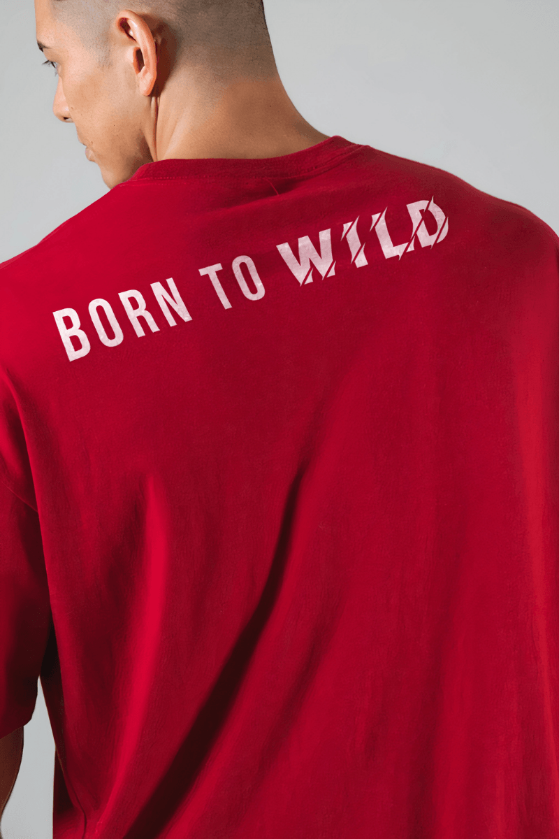 Born To Wild Oversized T-shirt (RED) - THEWILDVERVE