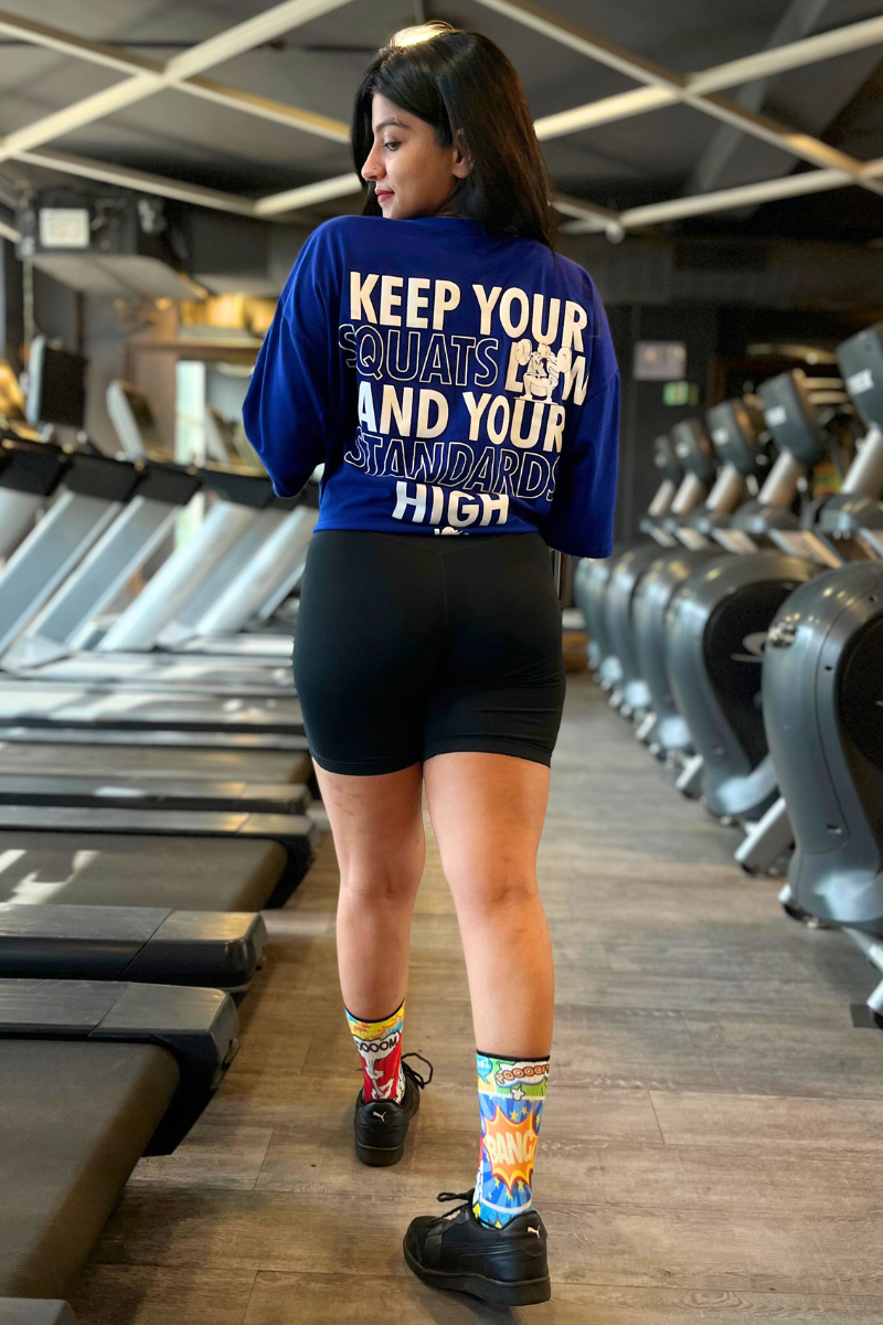 Keep Your SQUATS Low Oversized T-shirt (Royal Blue)
