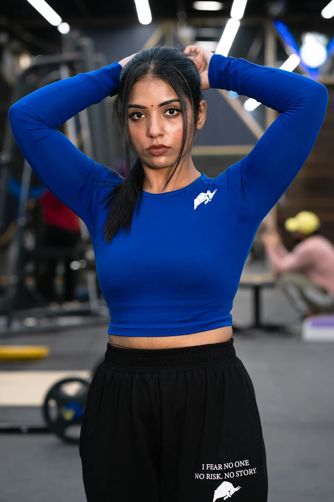 WILD VERVE LIFTING LONG SLEEVE CROP TOP (ROYAL BLUE) - THEWILDVERVE