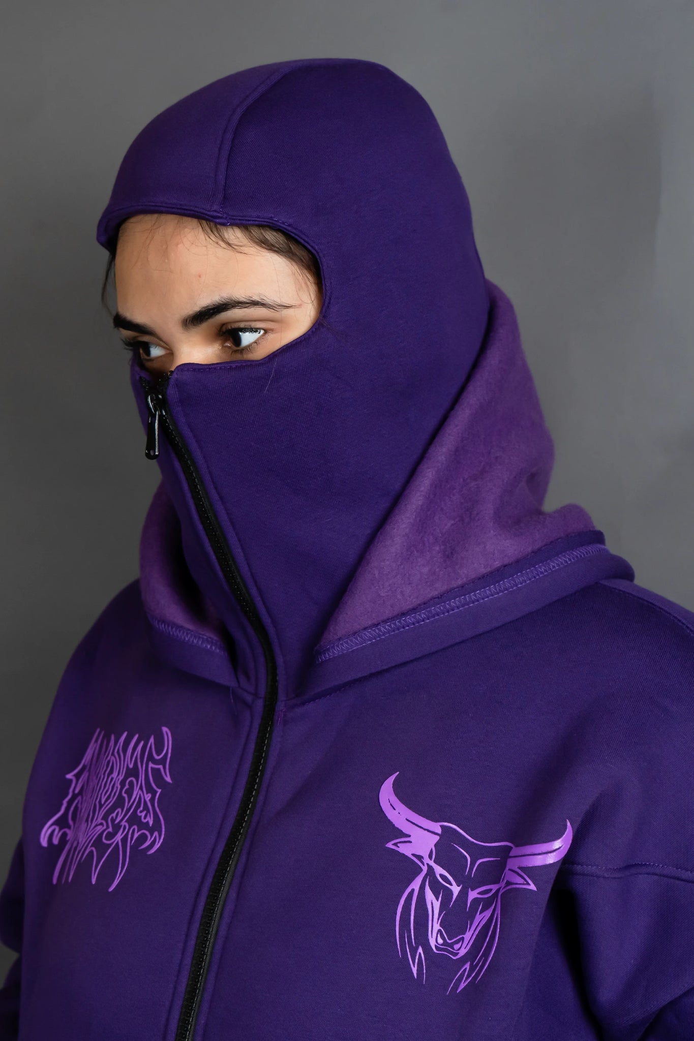 GHOST WARRIOR ZIPPER HOODIE (PURPLE)