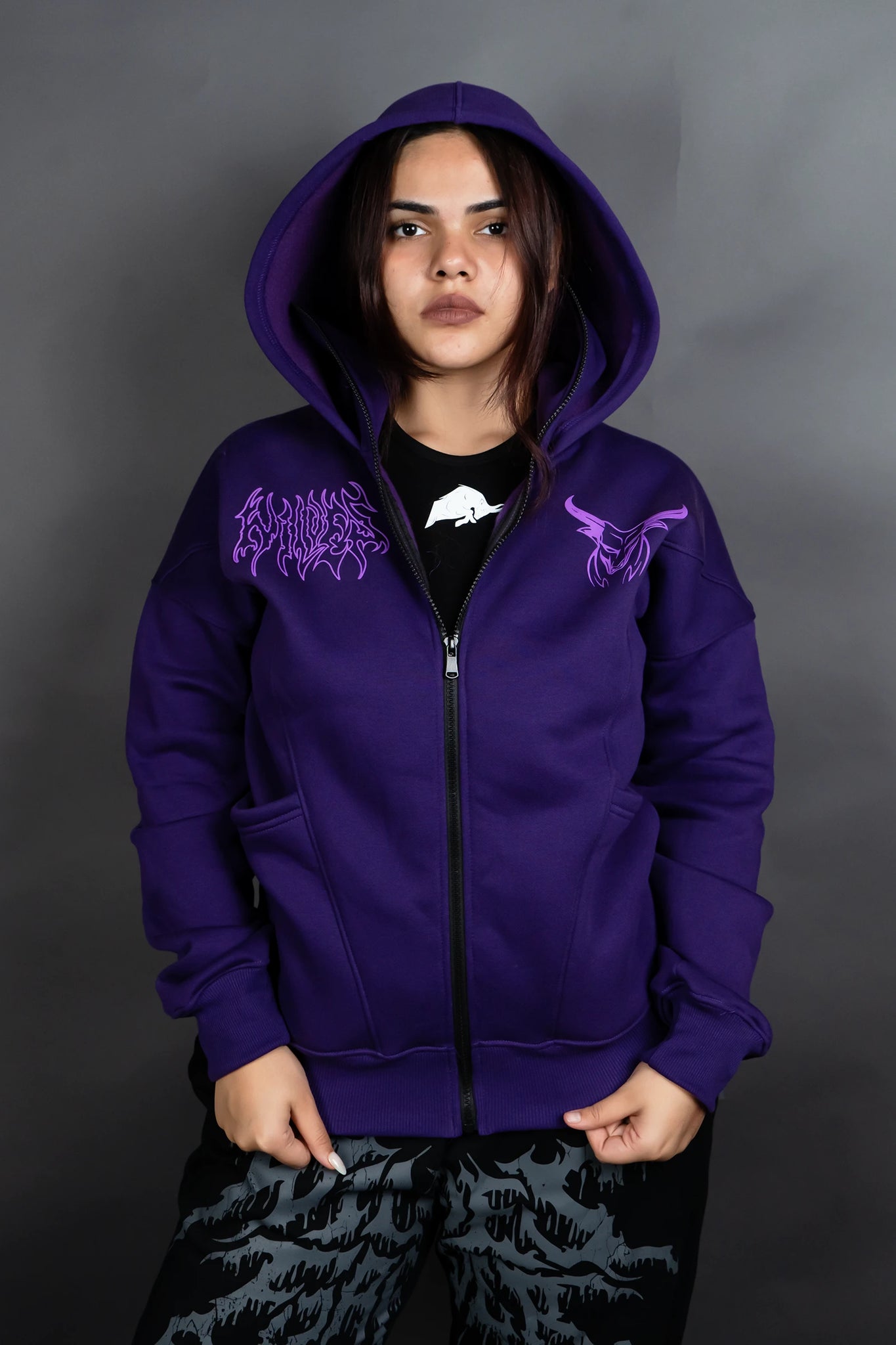 GHOST WARRIOR ZIPPER HOODIE (PURPLE)