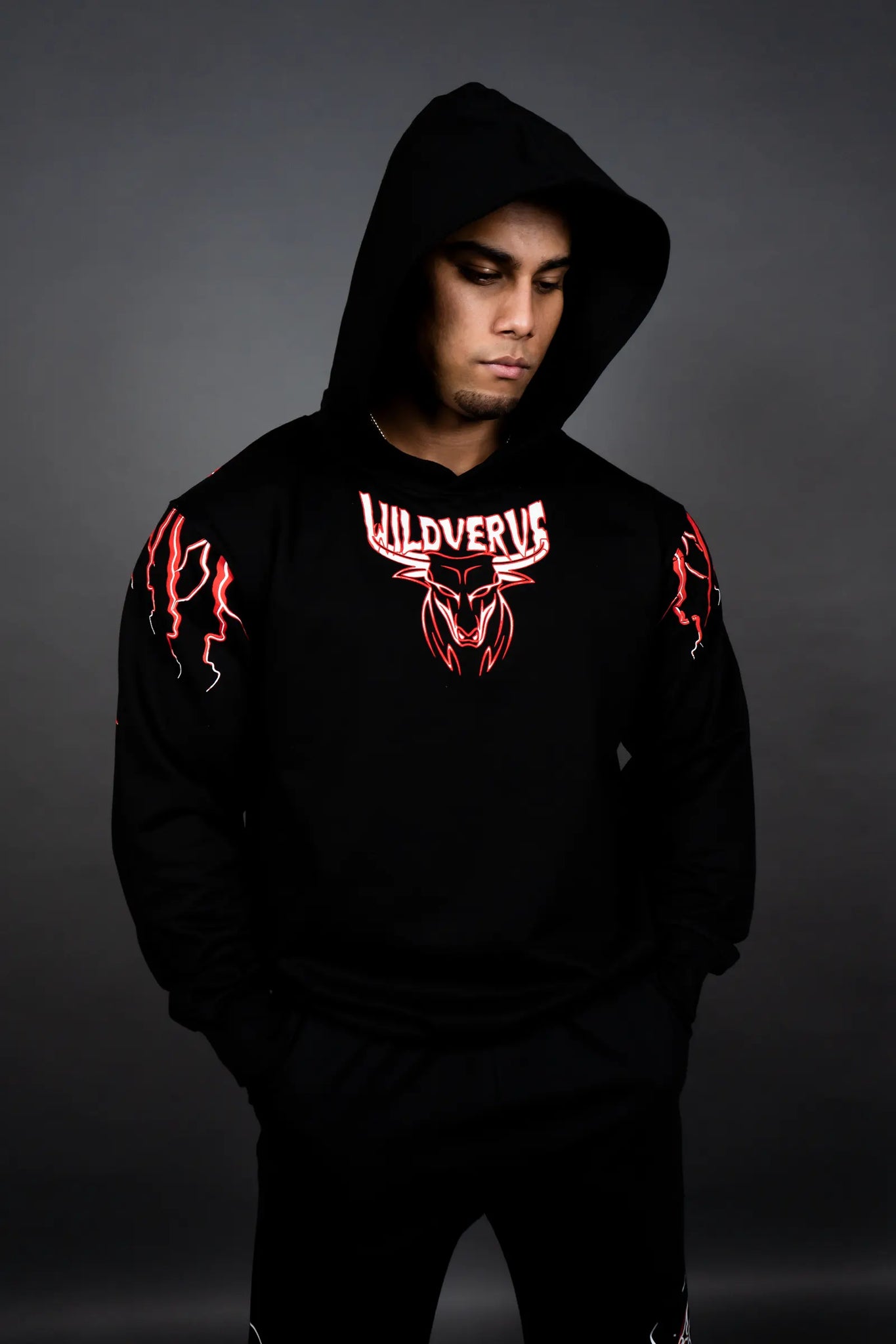 THUNDER STORM HOODIE (BLACK RED)