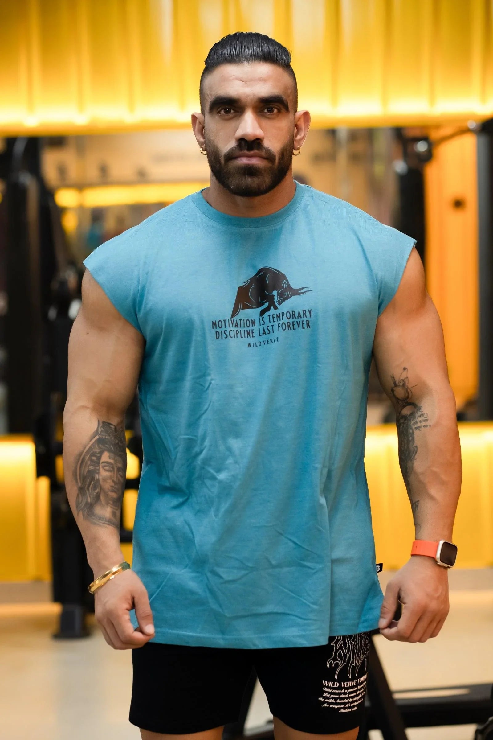 MOTIVATION IS TEMPORARY MUSCLE TEE (Turquoise Panic)