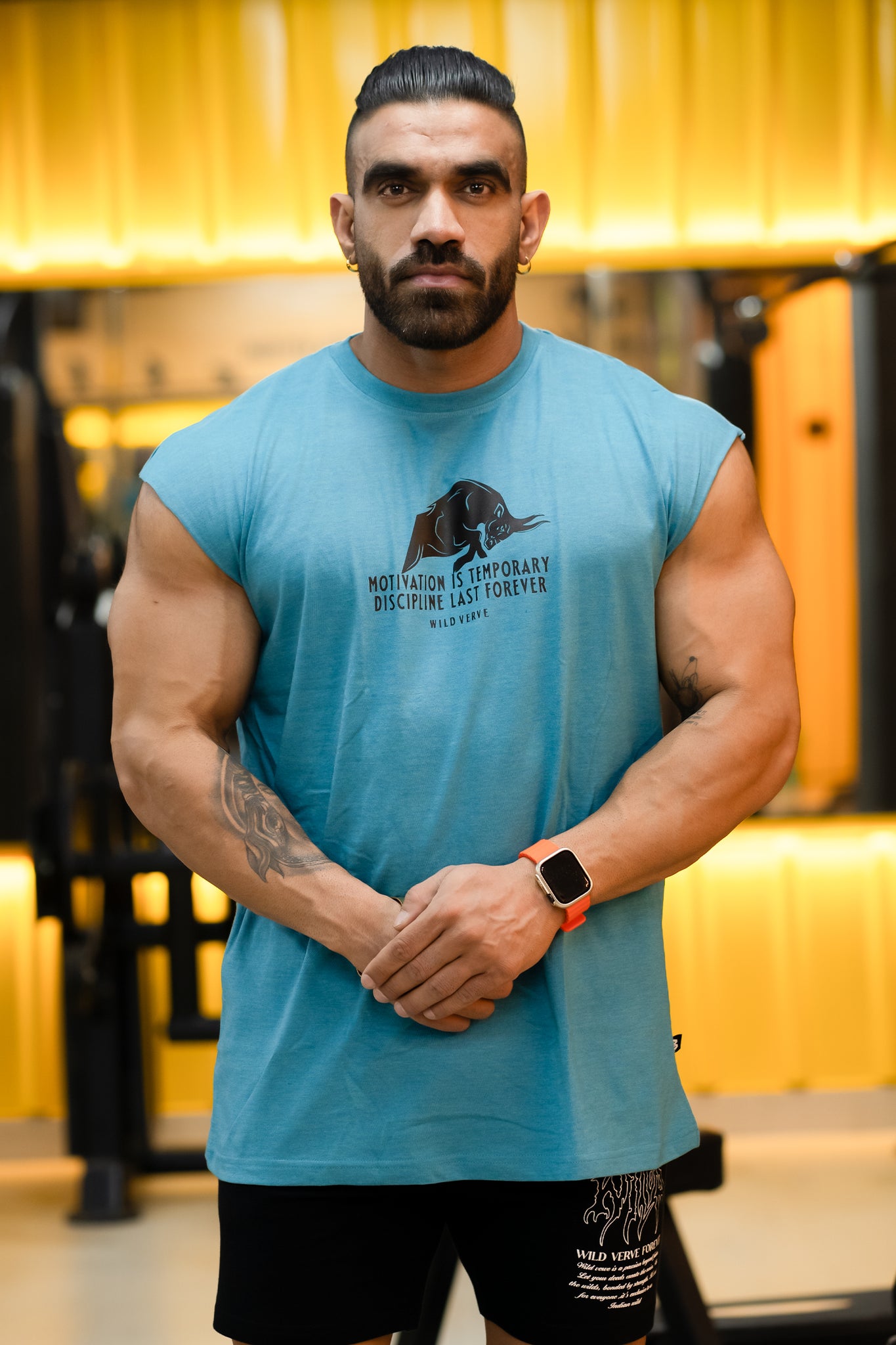 MOTIVATION IS TEMPORARY MUSCLE TEE (Turquoise Panic)