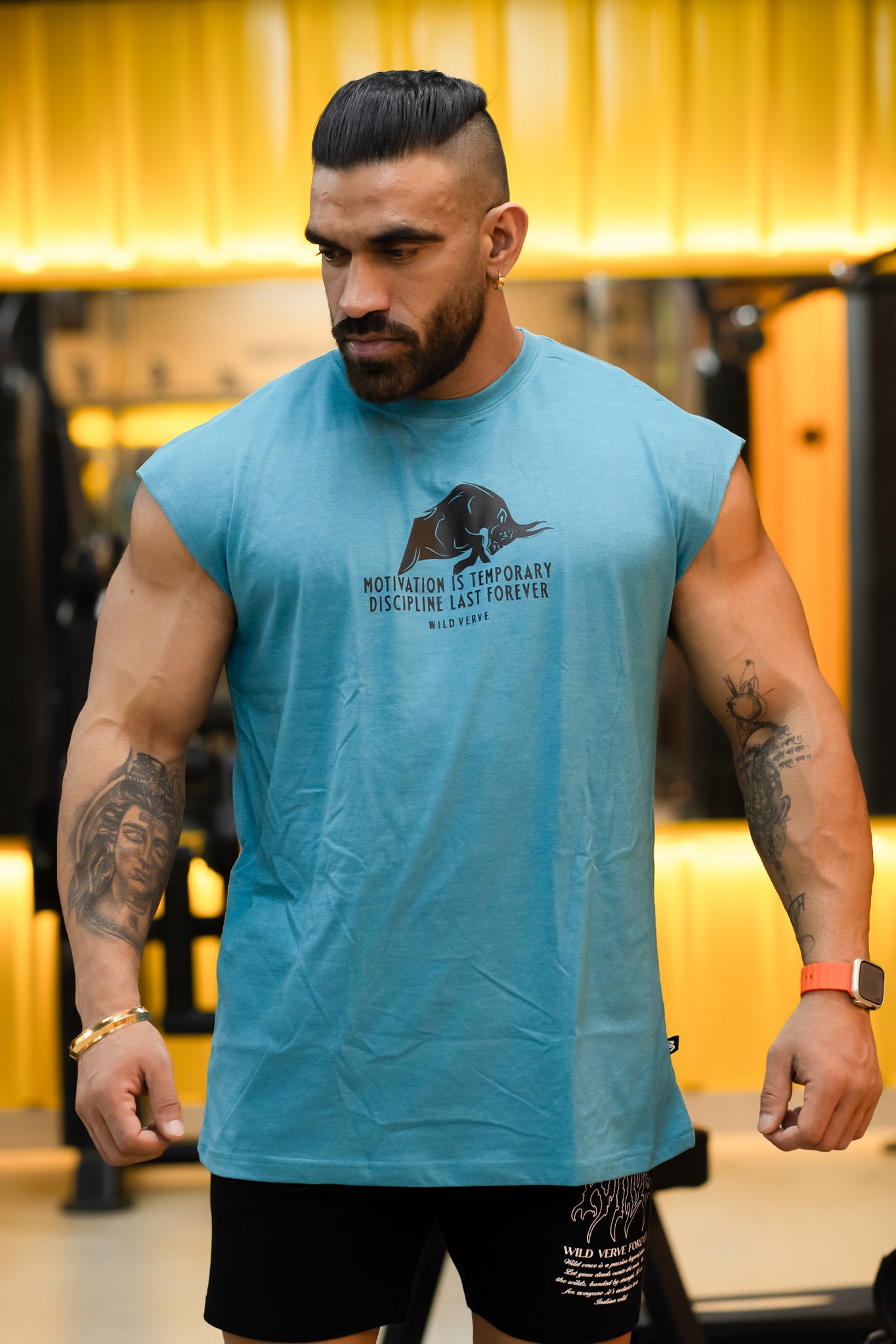 MOTIVATION IS TEMPORARY MUSCLE TEE (Turquoise Panic)