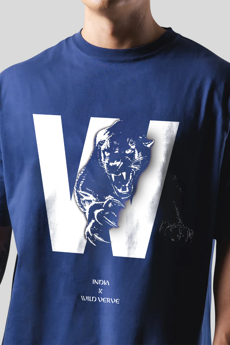 PANTHER W OVERSIZED T-SHIRT (NAVY BLUE)