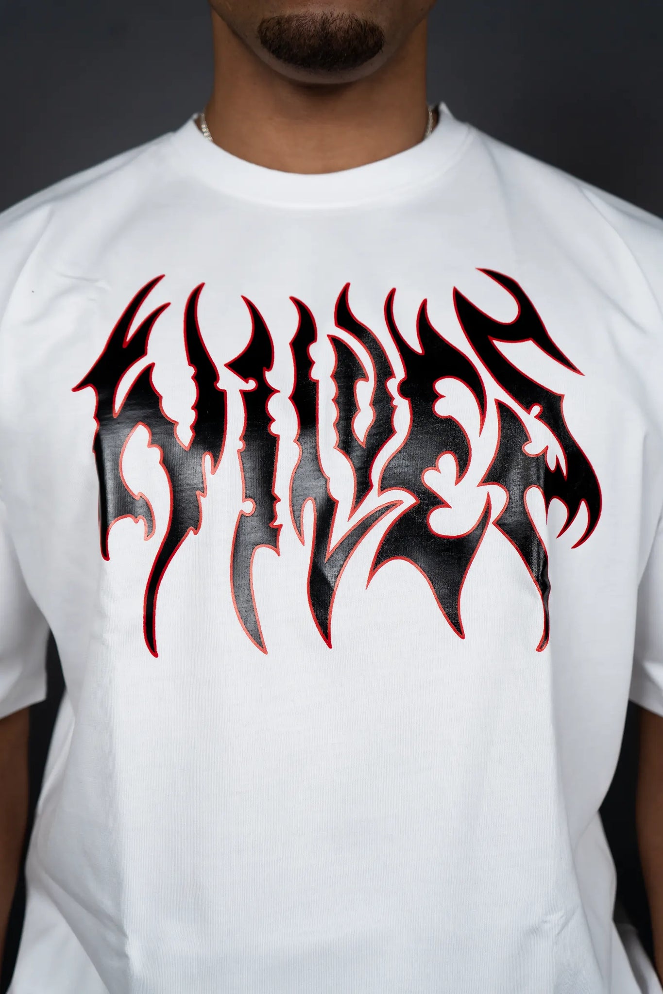 HELL FIRE SKULL OVERSIZED T-SHIRT (WHITE)