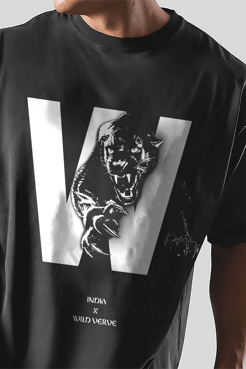 PANTHER W OVERSIZED T-SHIRT (BLACK)