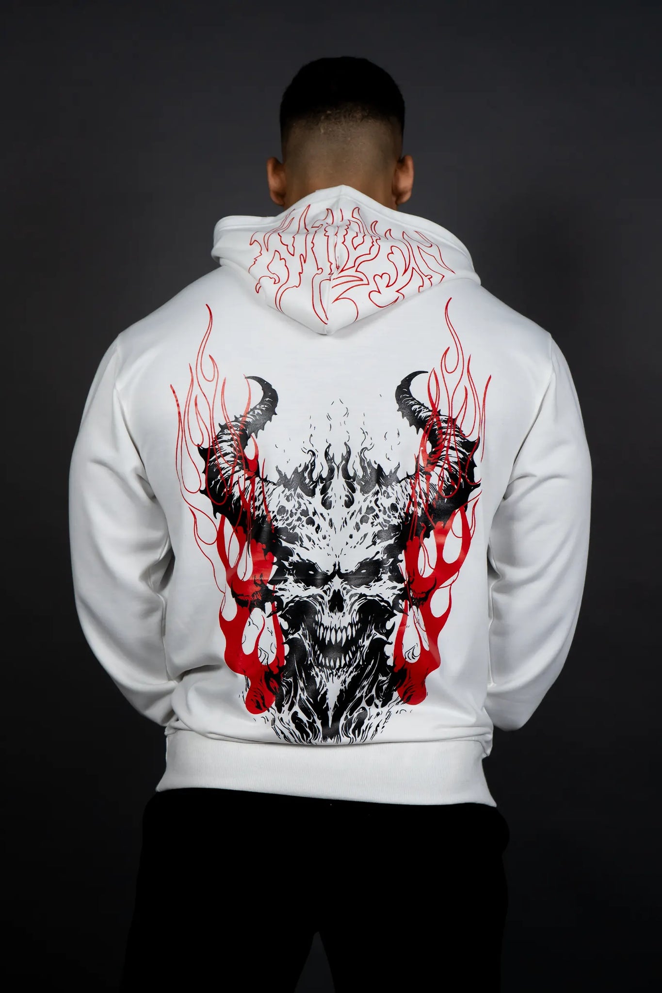 Flaming skull hoodie shop