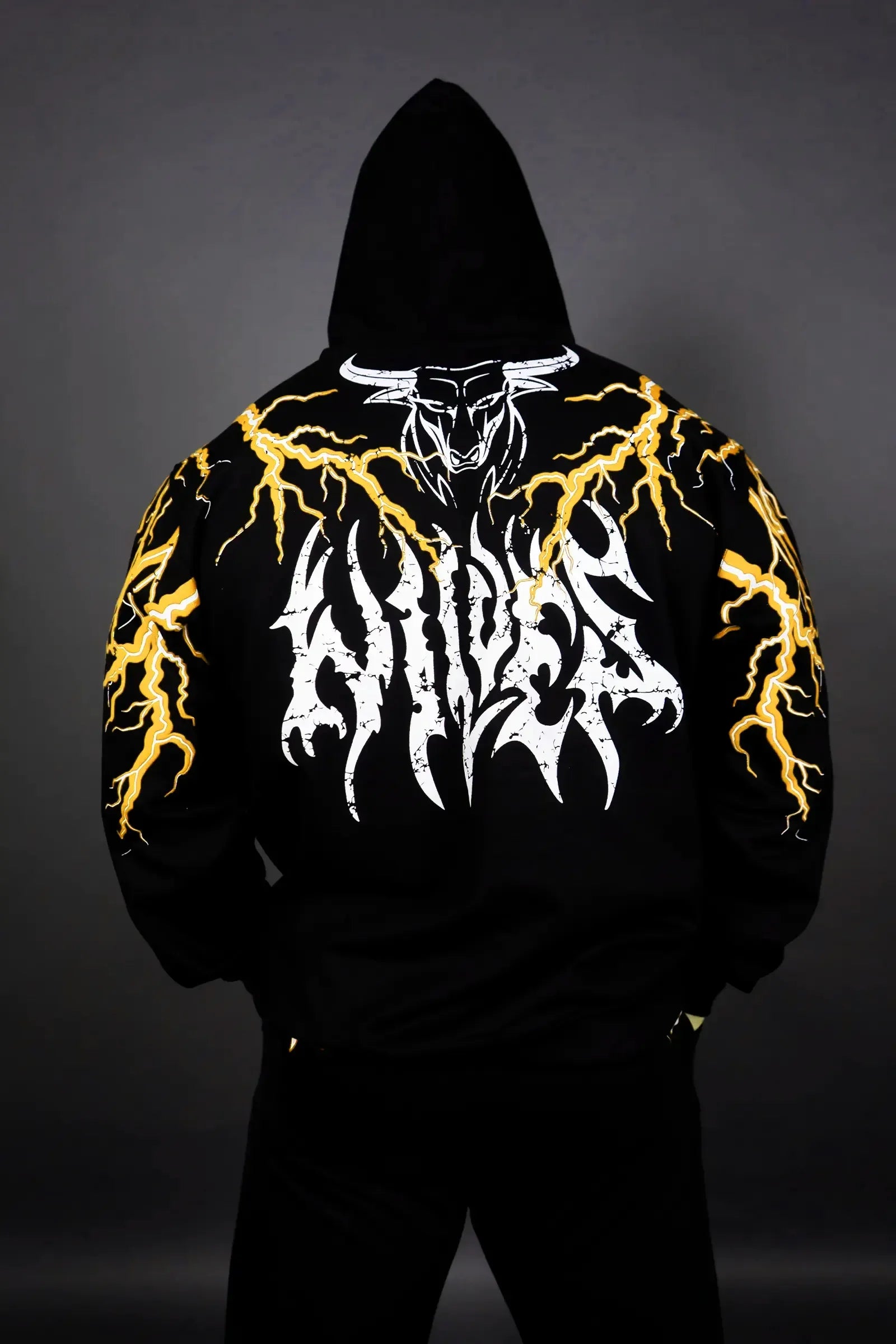 00’s Phenomenon Thunder Hooded Scalf THUNDER STORM HOODIE (BLACK YELLOW)