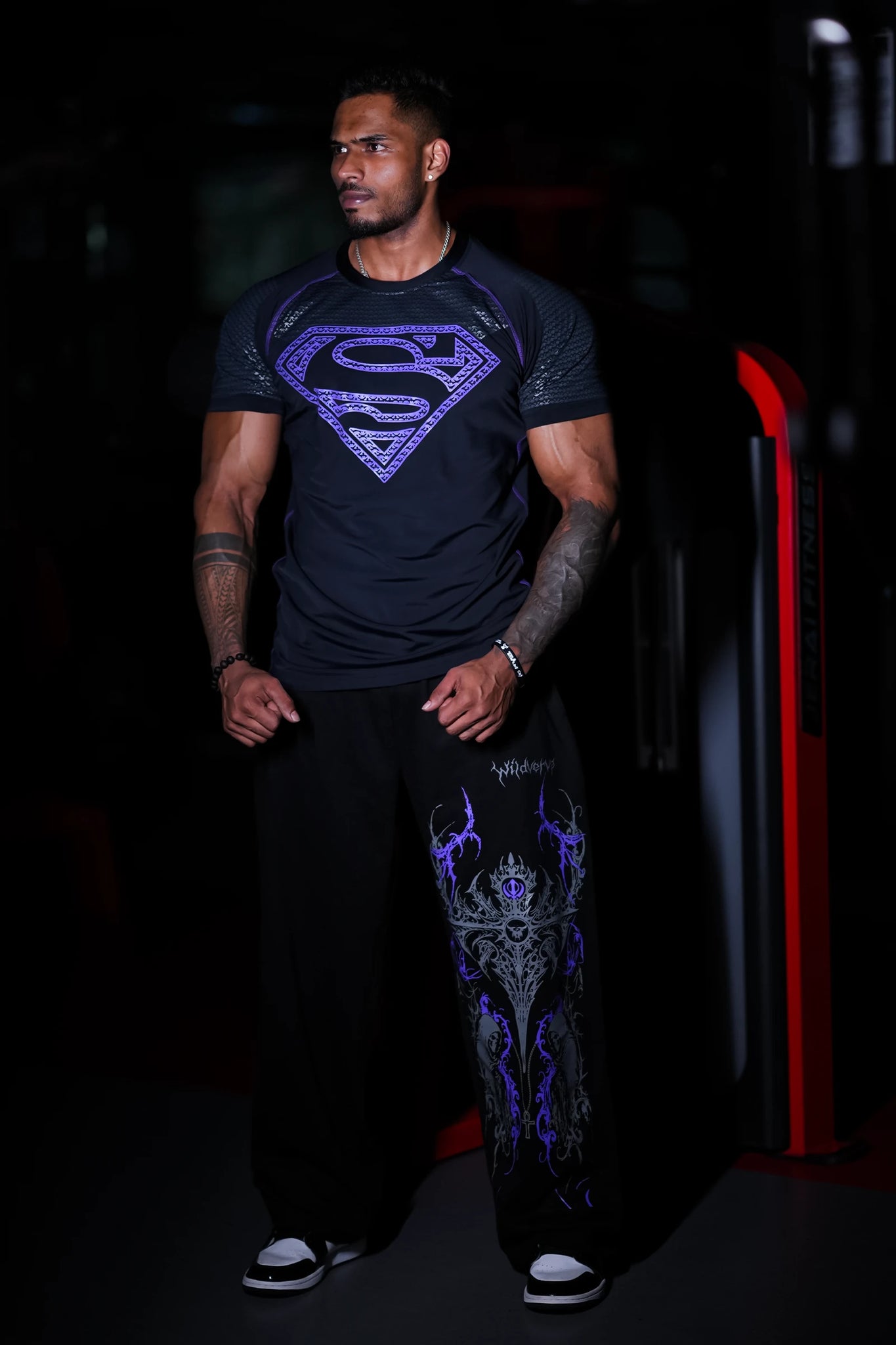 WILDVERVE NIGHT REIGN SWEATPANTS (BLACK PURPLE)