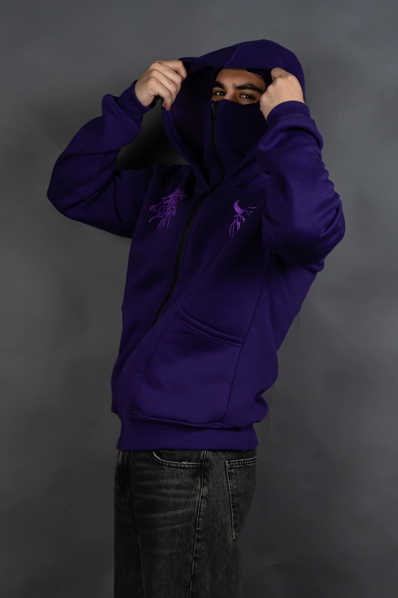GHOST WARRIOR ZIPPER HOODIE (PURPLE)