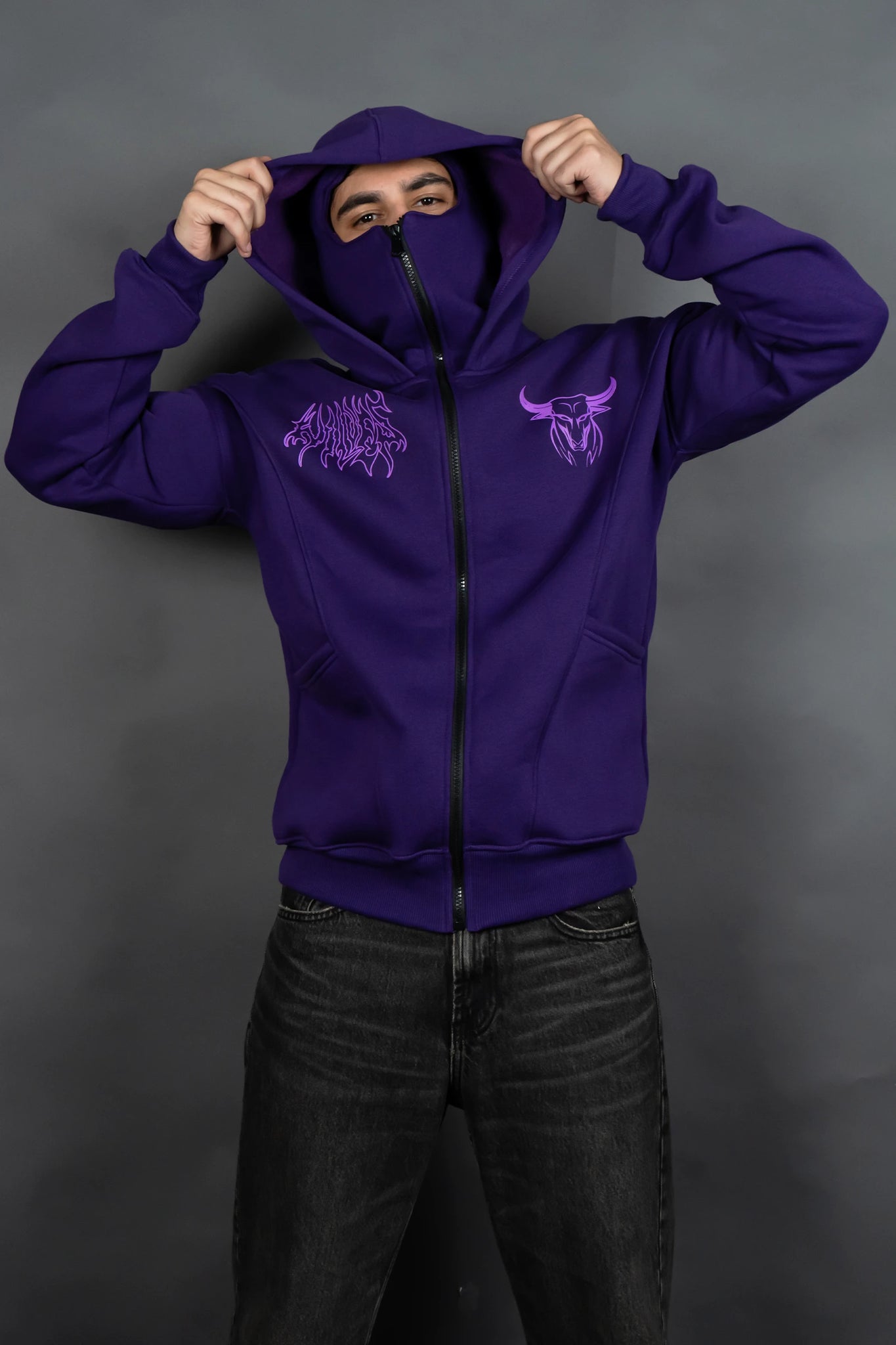 GHOST WARRIOR ZIPPER HOODIE (PURPLE)