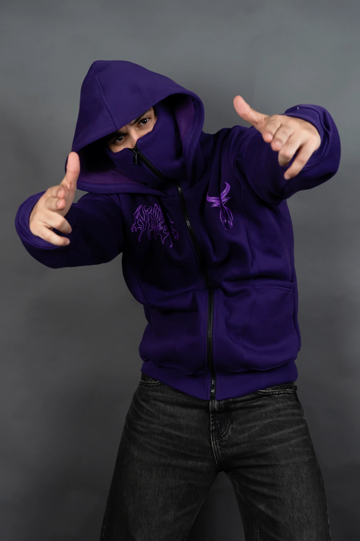 GHOST WARRIOR ZIPPER HOODIE (PURPLE)