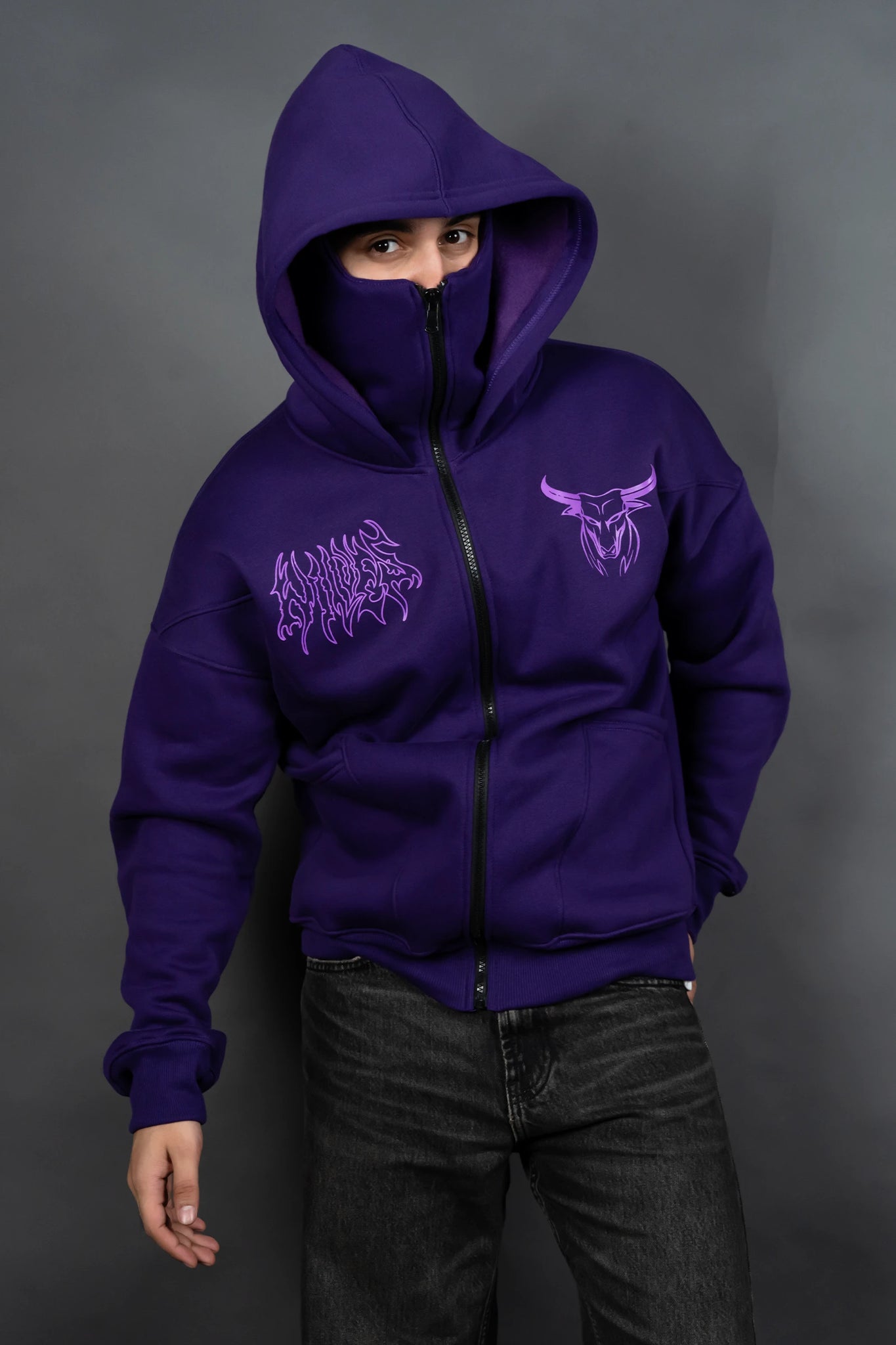 GHOST WARRIOR ZIPPER HOODIE (PURPLE)