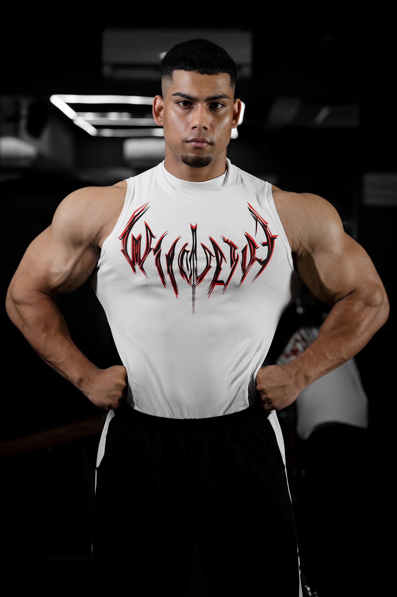 NIGHT WALKER ELITE COMPRESSION FIRE RED PRINT TANK (CELESTIAL WHITE) - THEWILDVERVE