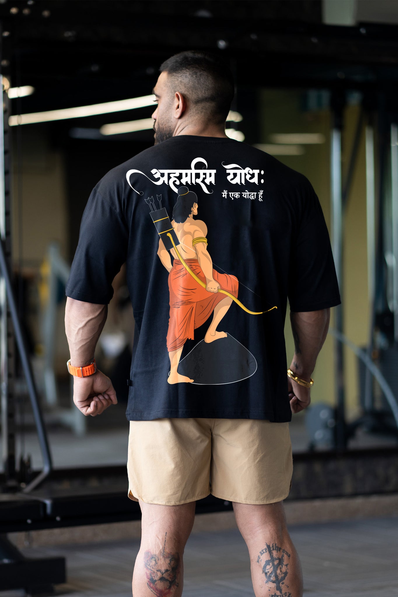 "I am Warrior" Jai Shree Ram Oversized T-shirt (BLACK)