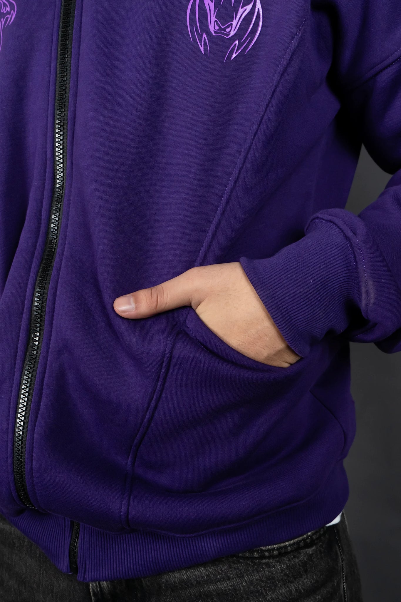 GHOST WARRIOR ZIPPER HOODIE (PURPLE)