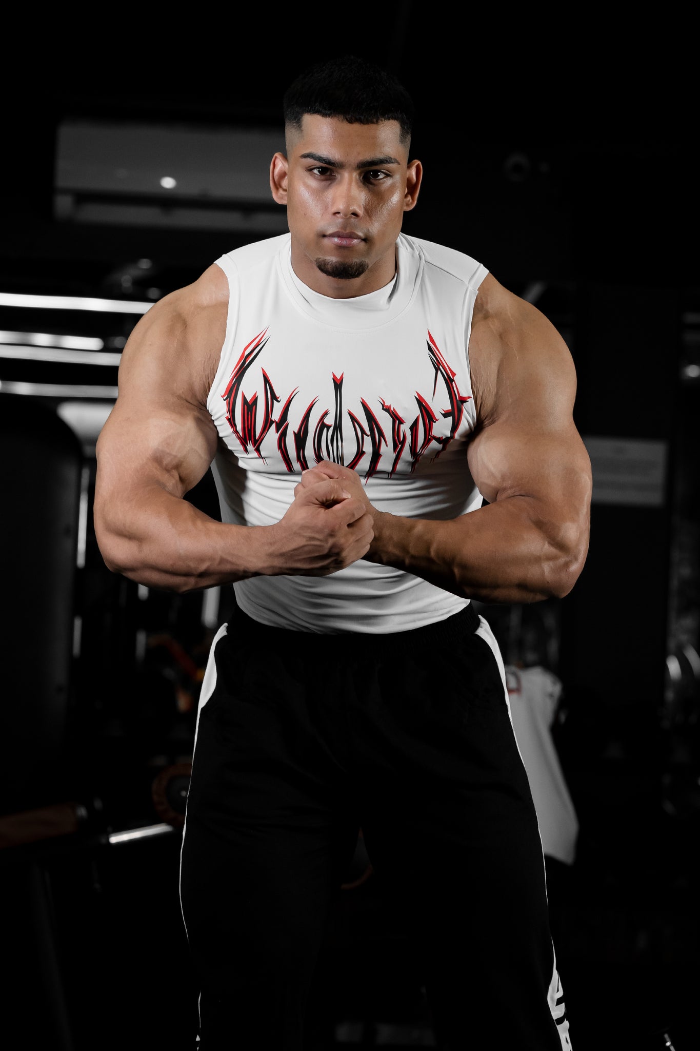 NIGHT WALKER ELITE COMPRESSION FIRE RED PRINT TANK (CELESTIAL WHITE) - THEWILDVERVE