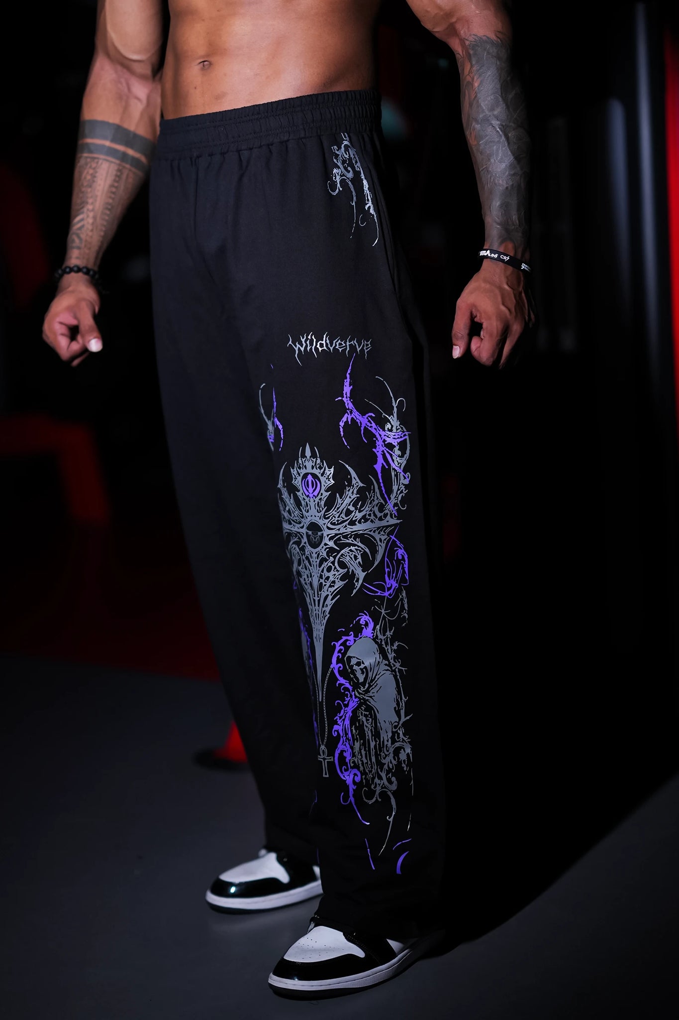 WILDVERVE NIGHT REIGN SWEATPANTS (BLACK PURPLE)