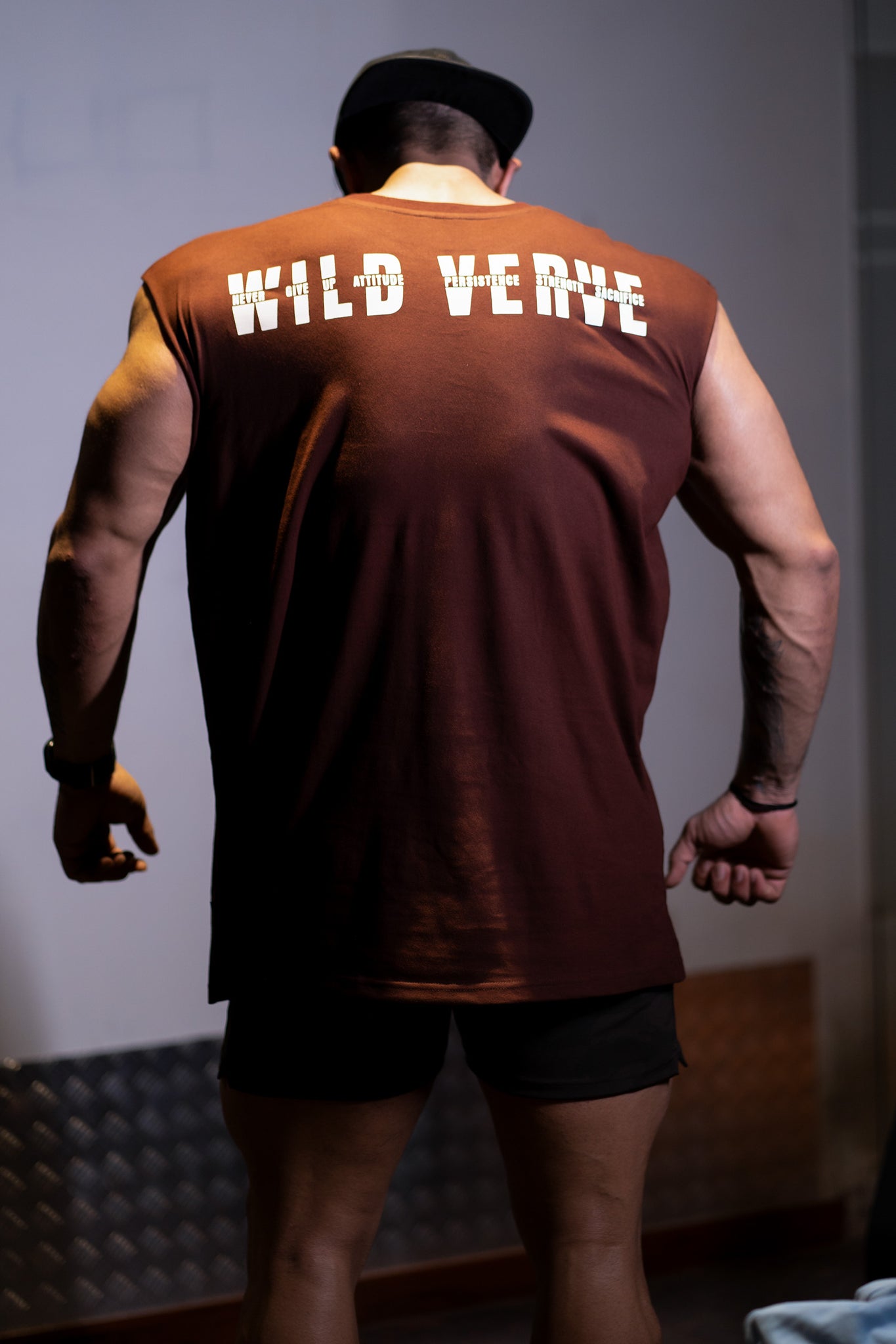 MOTIVATION IS TEMPORARY MUSCLE TEE (BROWN)