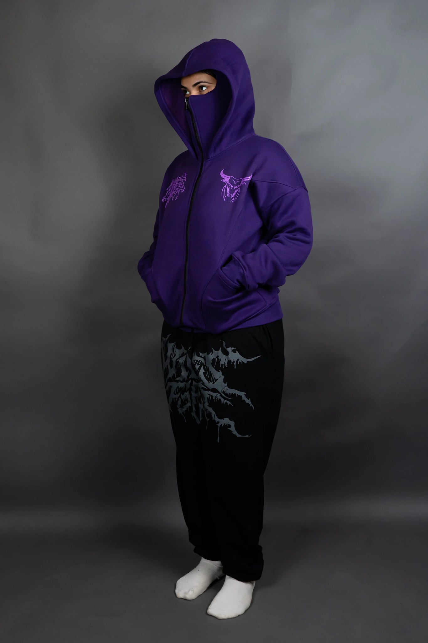 GHOST WARRIOR ZIPPER HOODIE (PURPLE)