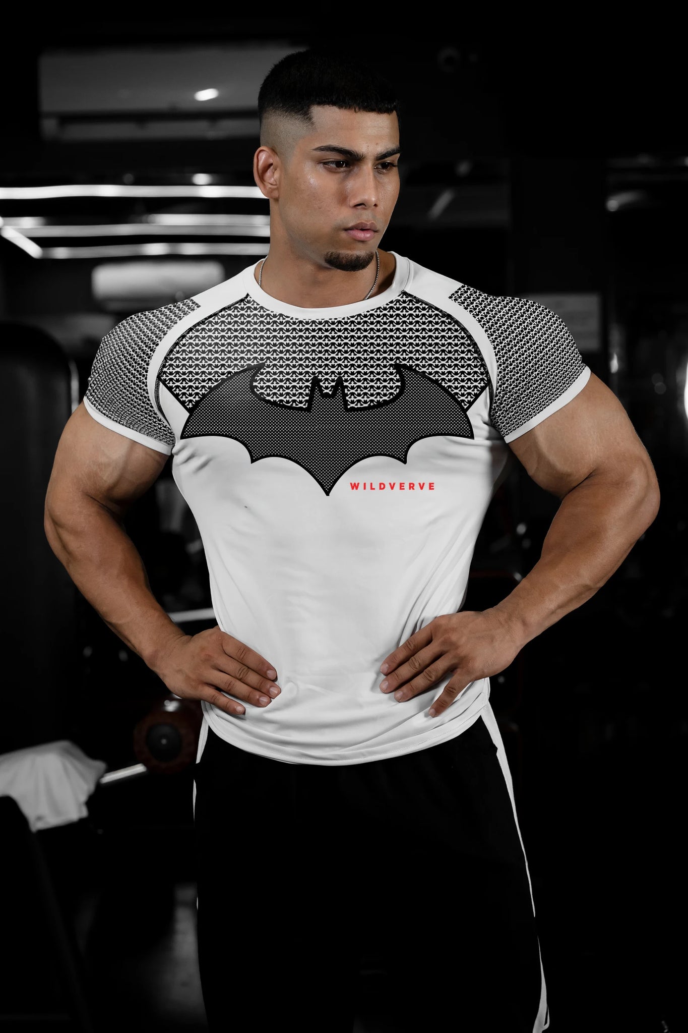 DARK KNIGHT COMPRESSION TEE (WHITE EDITION)