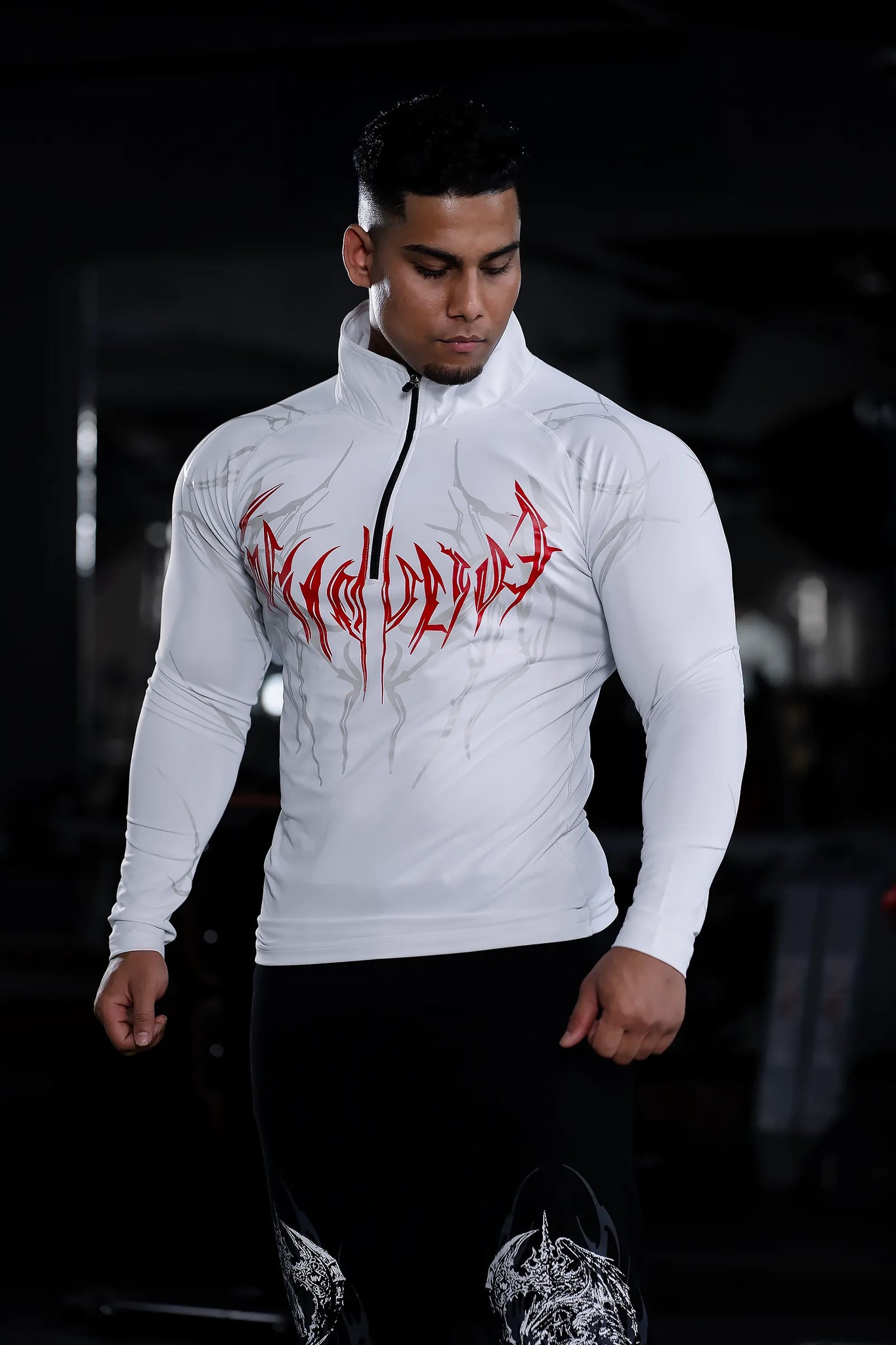 DARK ECLIPSE QUARTER-ZIP COMPRESSION (ECLIPSE GREY & RED)