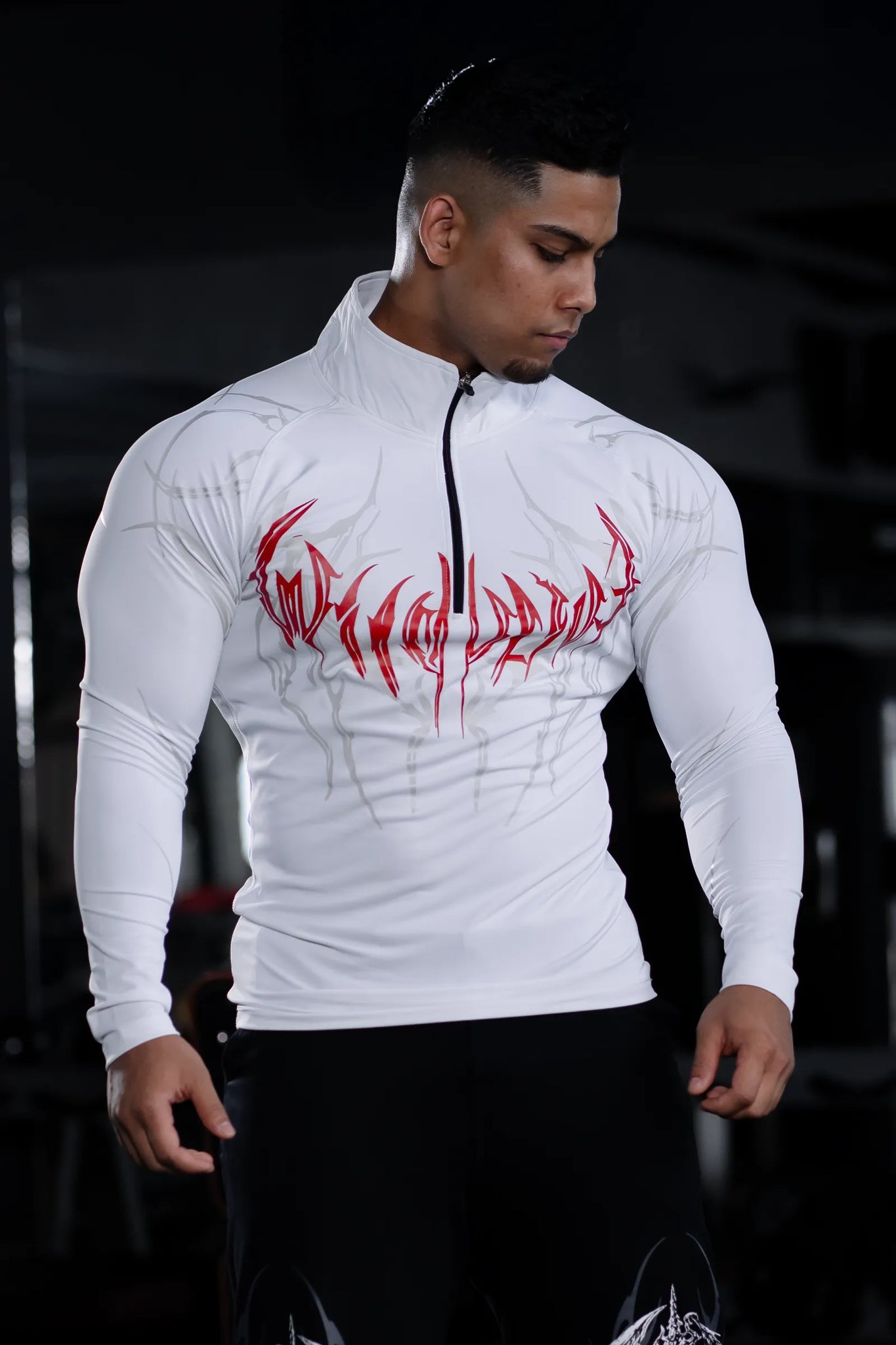 DARK ECLIPSE QUARTER-ZIP COMPRESSION (ECLIPSE GREY & RED)