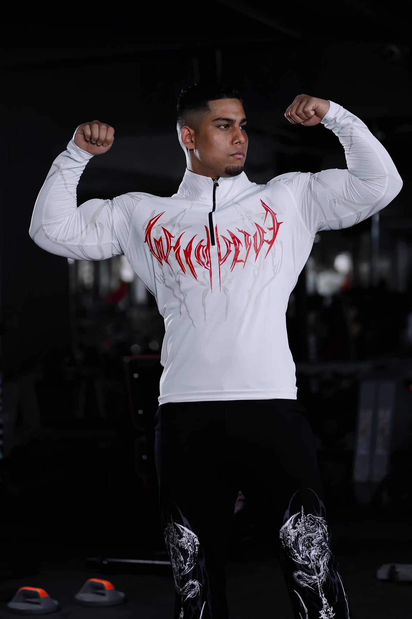 DARK ECLIPSE QUARTER-ZIP COMPRESSION (ECLIPSE GREY & RED)