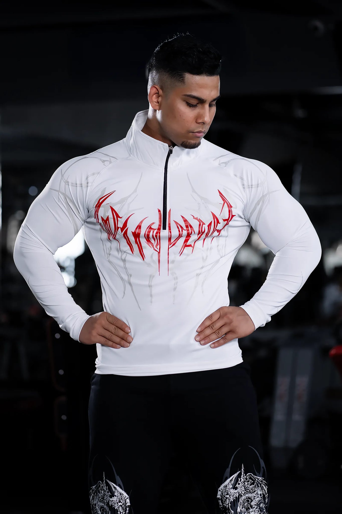 DARK ECLIPSE QUARTER-ZIP COMPRESSION (ECLIPSE GREY & RED)