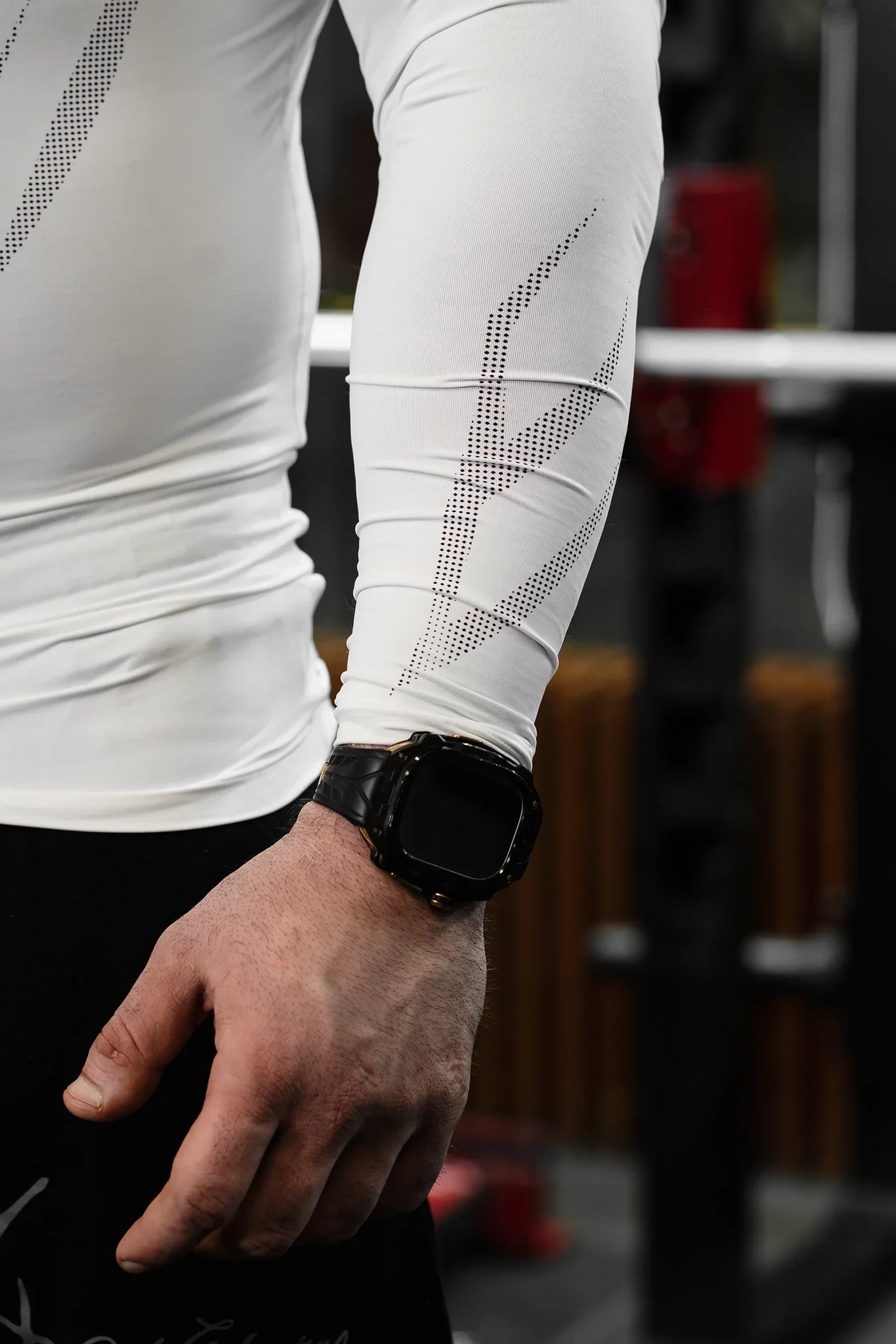 NIGHT PREDATOR COMPRESSION WHITE FULL SLEEVE TEE (BLACK PRINT)