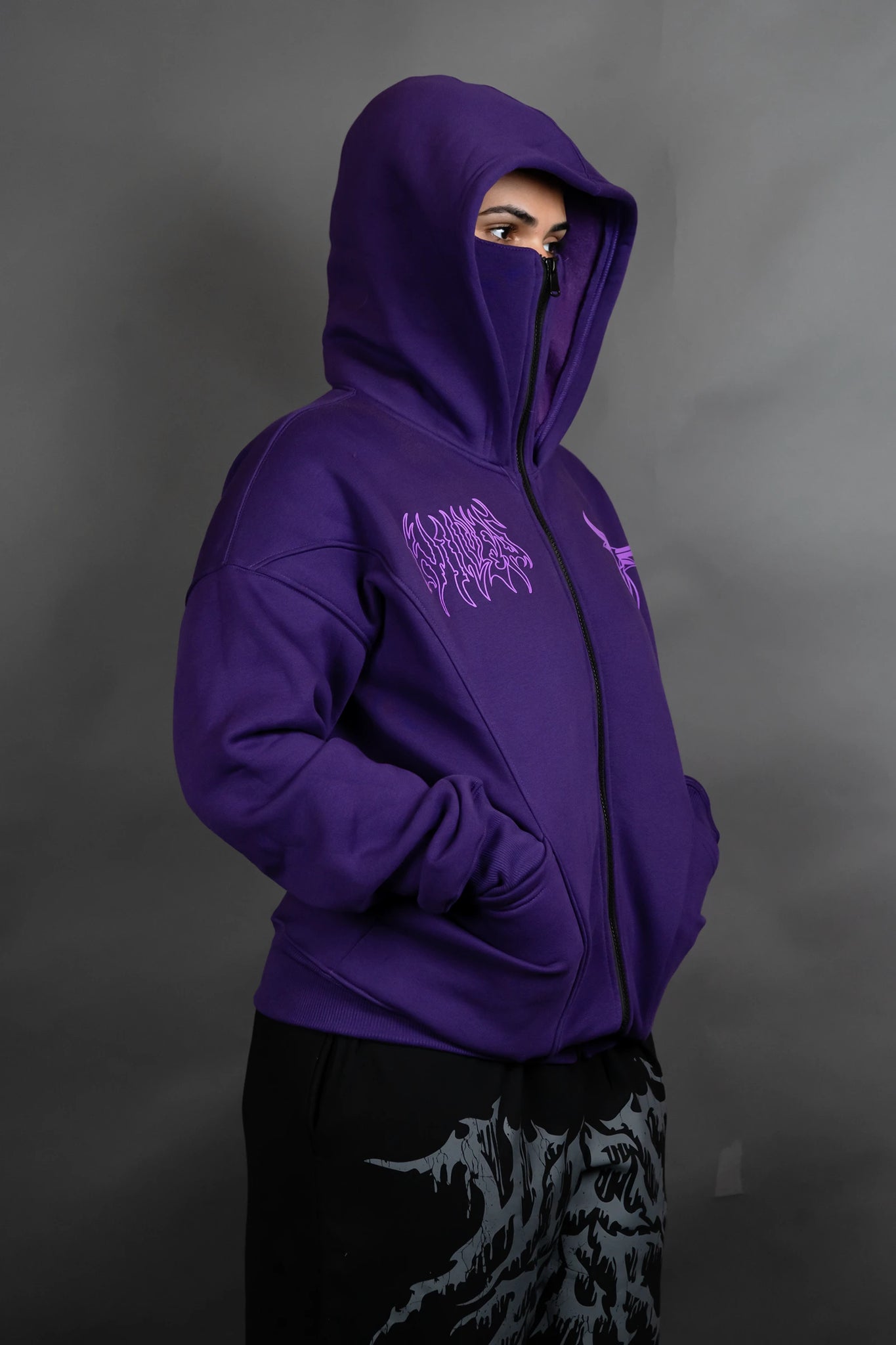 GHOST WARRIOR ZIPPER HOODIE (PURPLE)