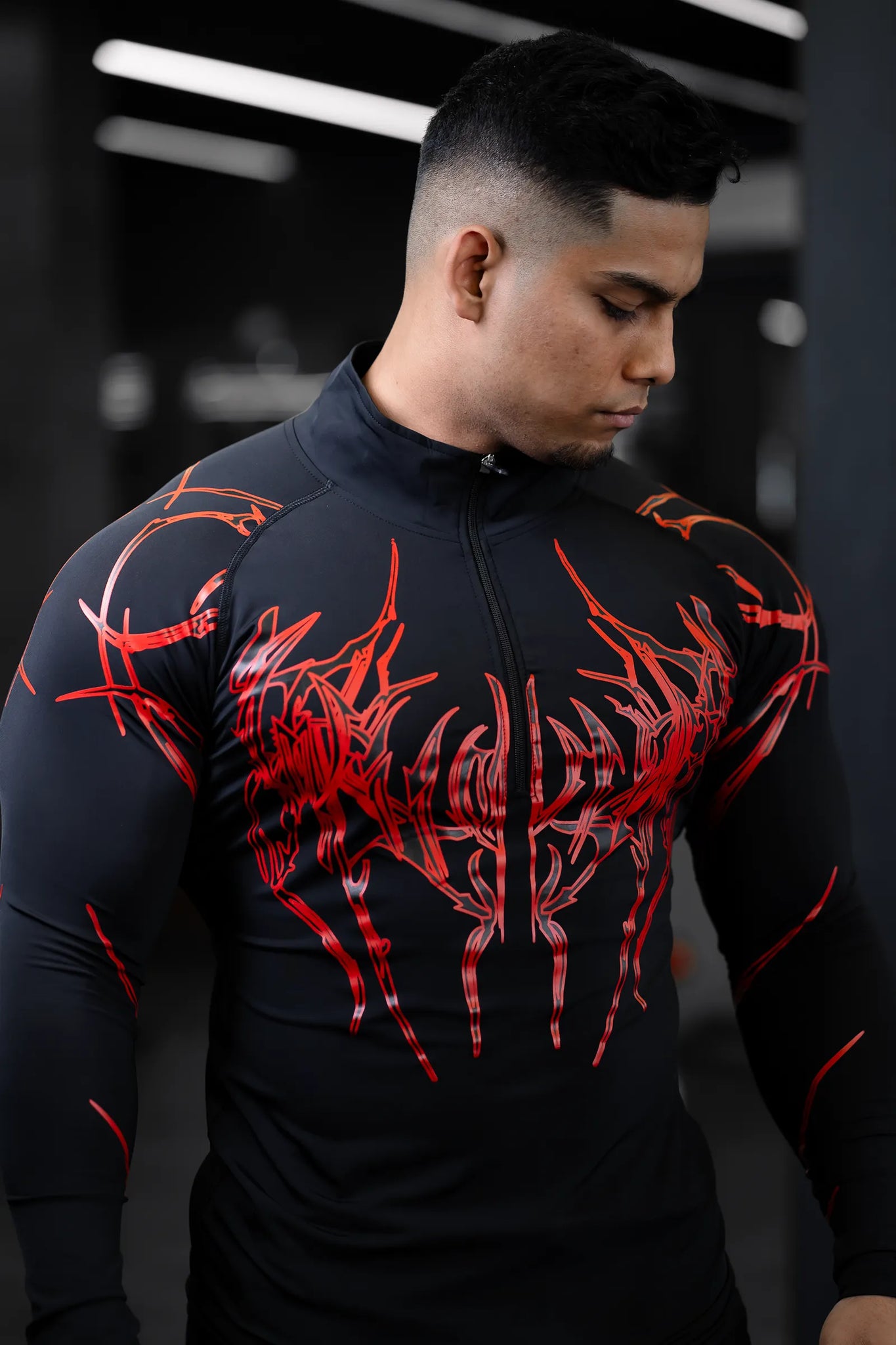 DARK ECLIPSE QUARTER-ZIP COMPRESSION (INFERNO RED)