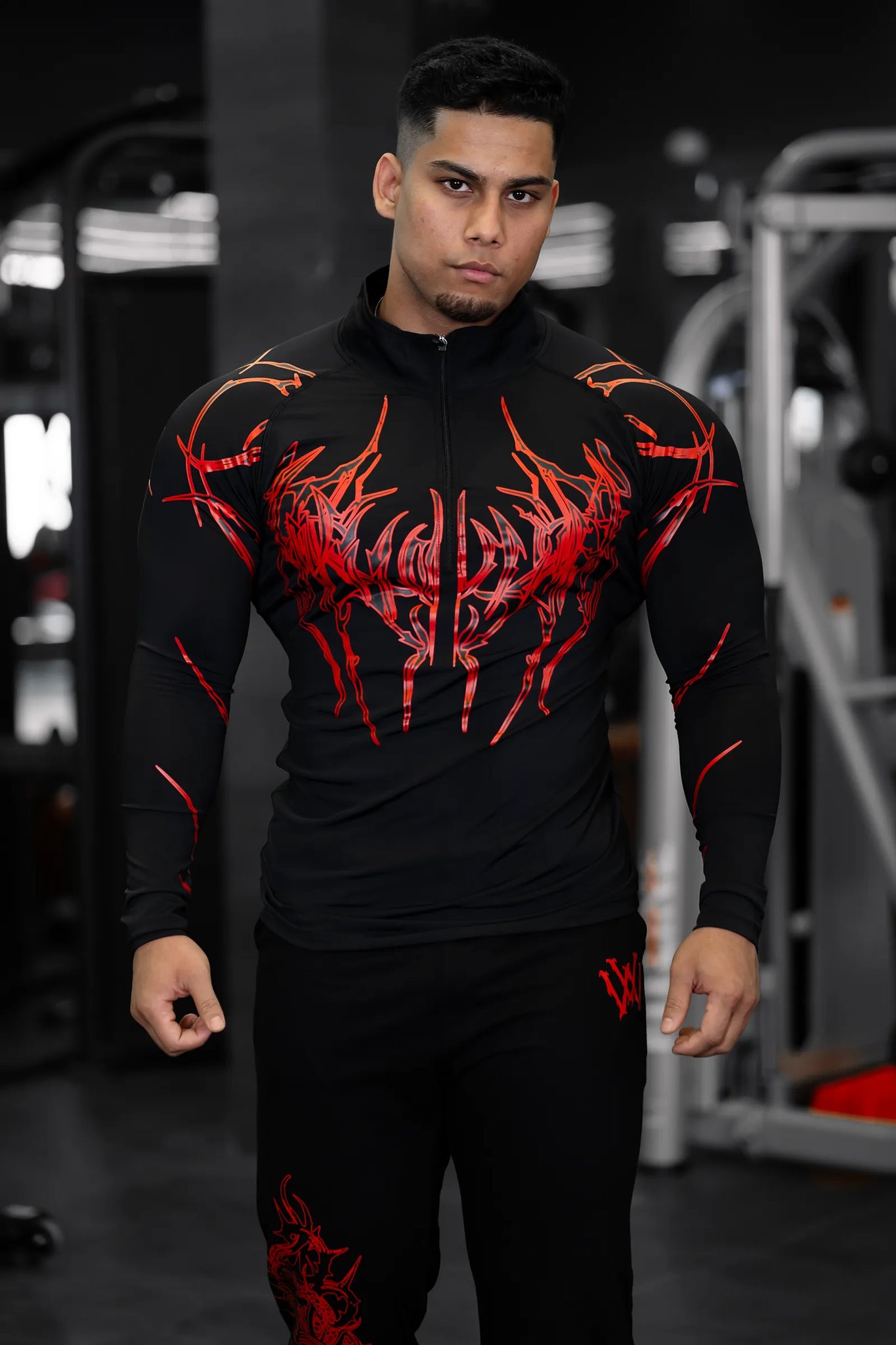 DARK ECLIPSE QUARTER-ZIP COMPRESSION (INFERNO RED)