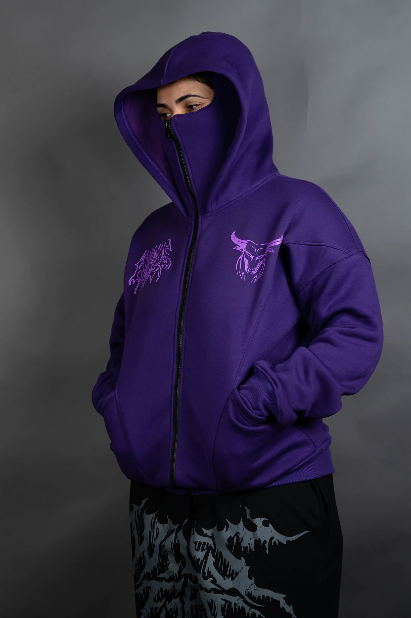 GHOST WARRIOR ZIPPER HOODIE (PURPLE)