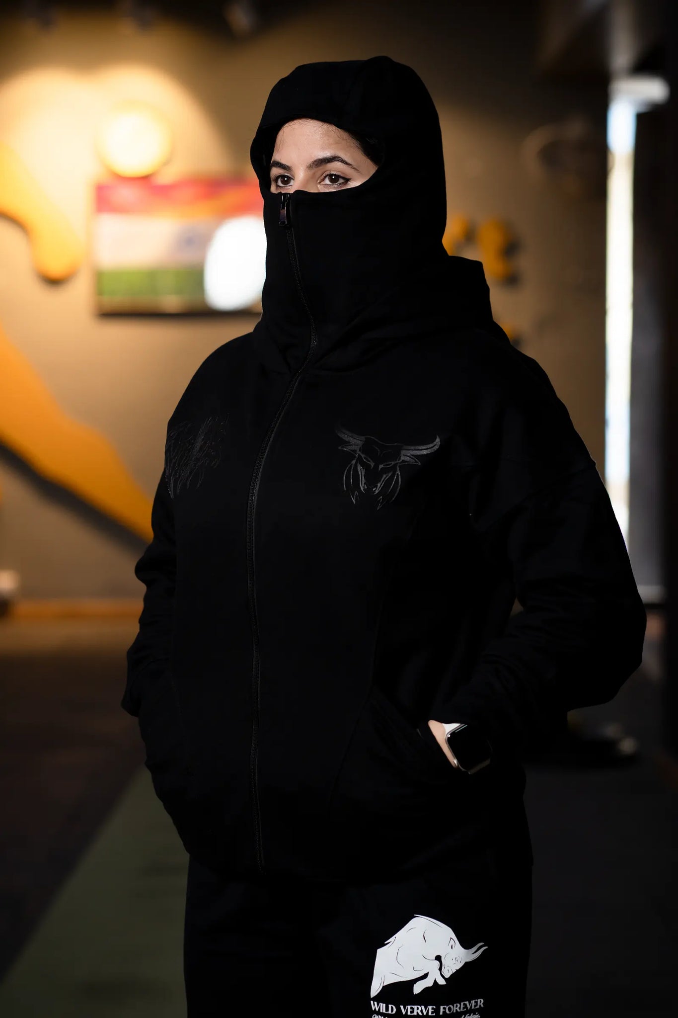 GHOST WARRIOR ZIPPER HOODIE (BLACK)