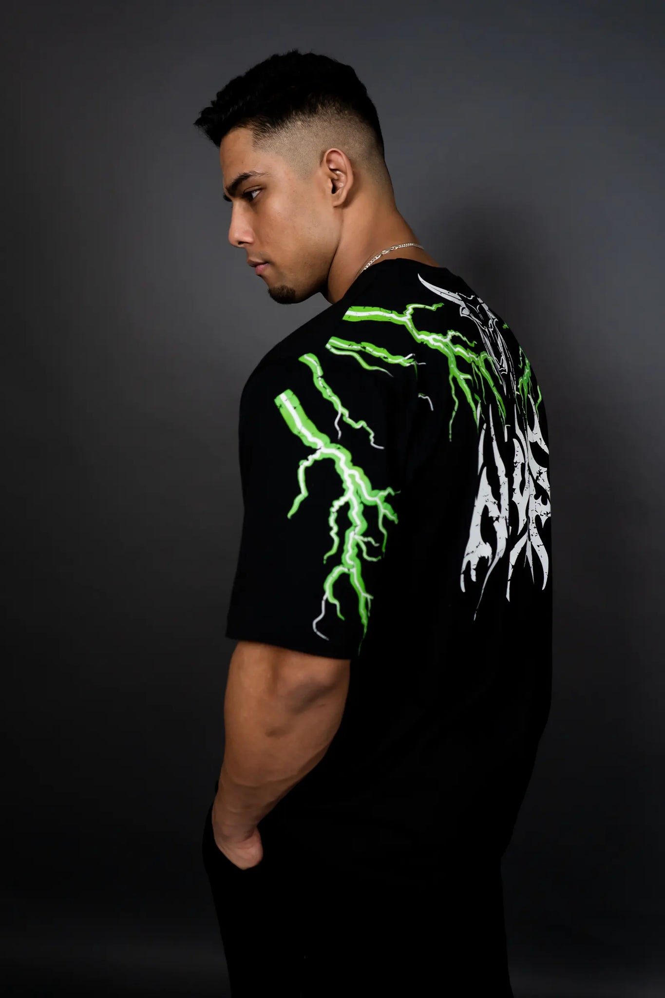 THUNDER STORM OVERSIZED T-SHIRT (BLACK GREEN)