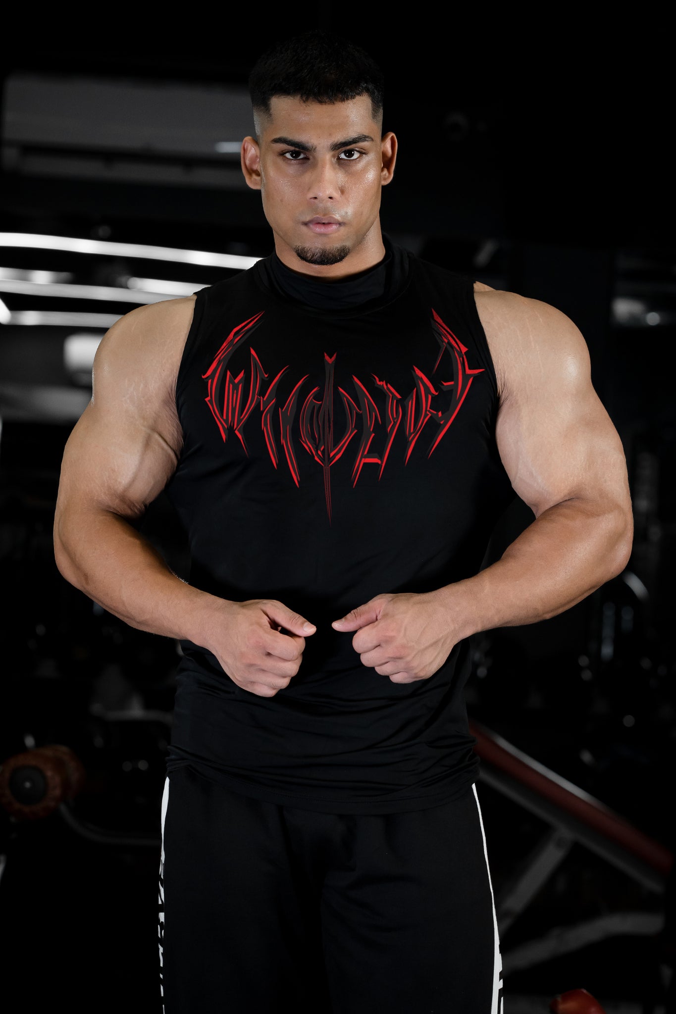 NIGHT WALKER ELITE COMPRESSION FIRE RED PRINT TANK (SHADOW BLACK) - THEWILDVERVE