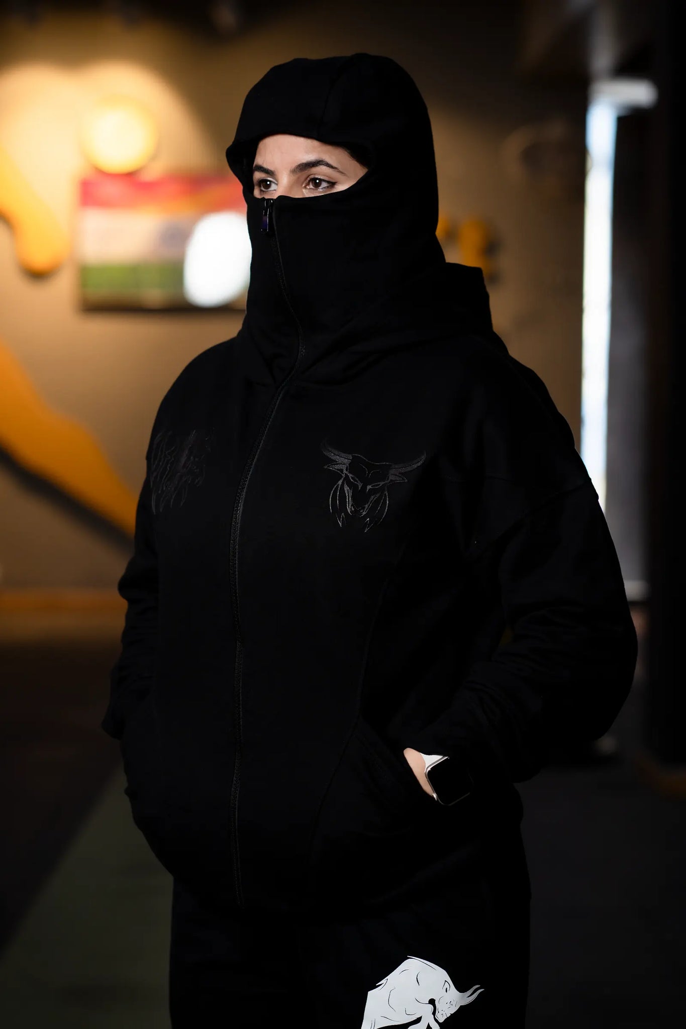 GHOST WARRIOR ZIPPER HOODIE (BLACK)