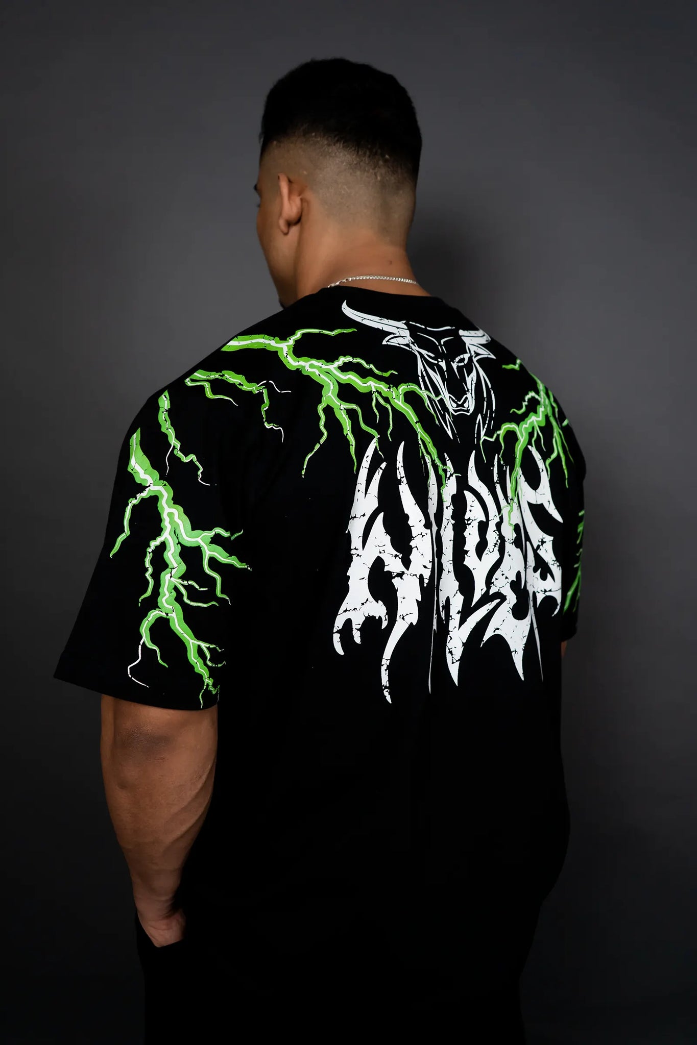 THUNDER STORM OVERSIZED T-SHIRT (BLACK GREEN)