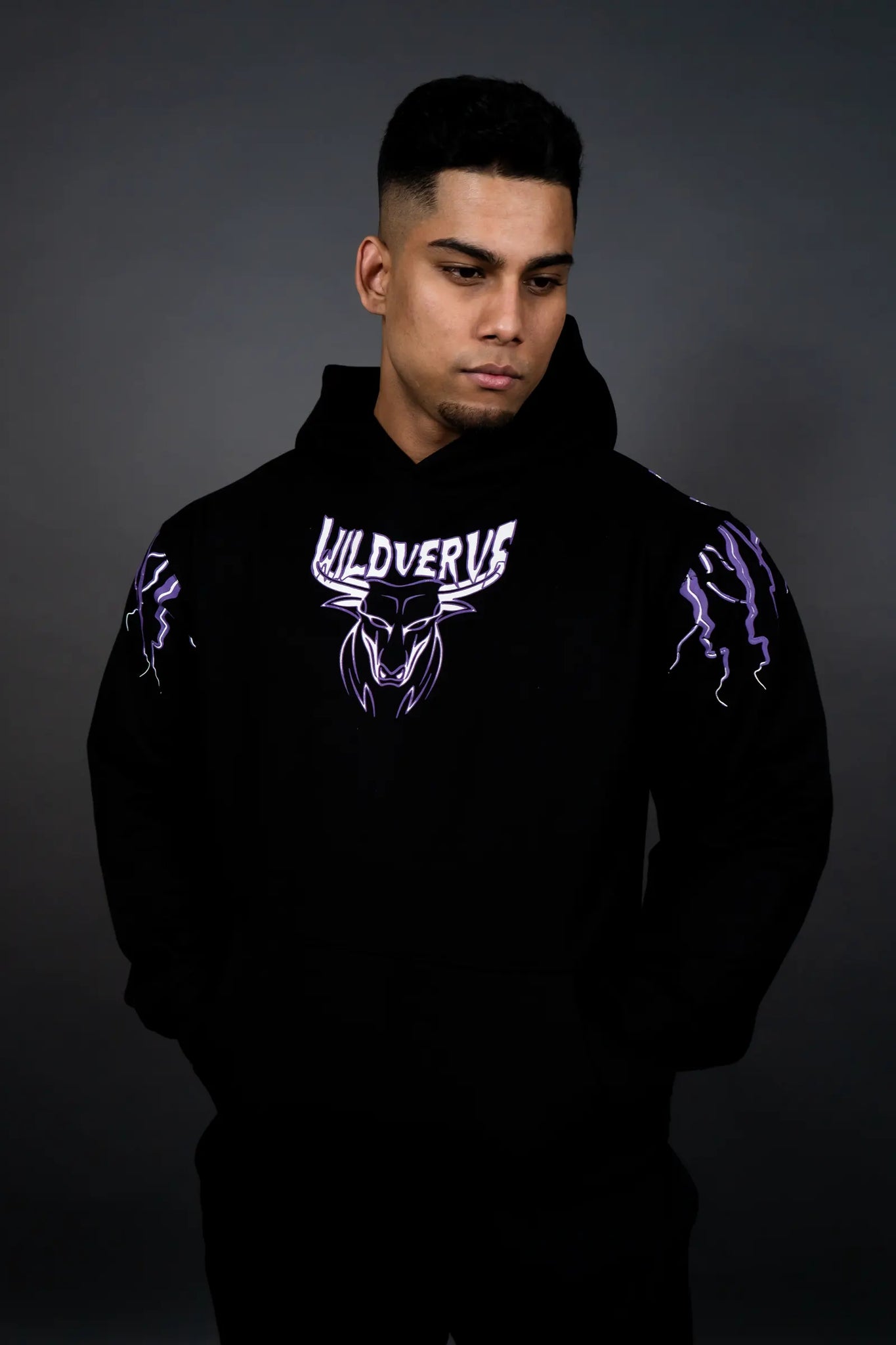 THUNDER STORM HOODIE (BLACK PURPLE)