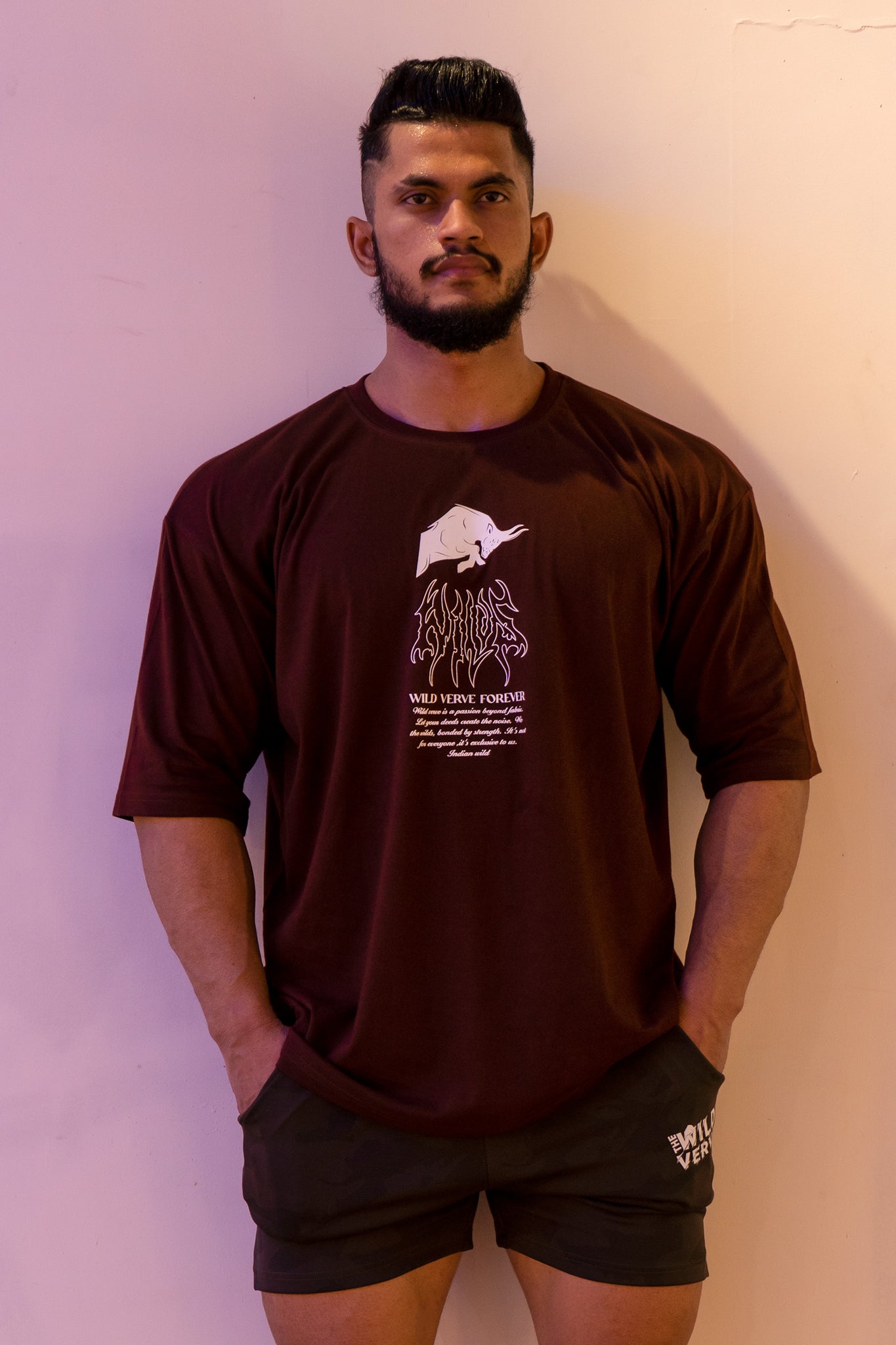 WILDS FLAME "PREMIUM" OVERSIZED T-SHIRT (BROWN)