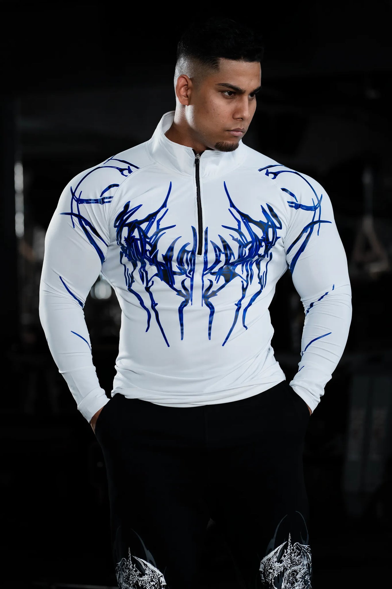 DARK ECLIPSE QUARTER-ZIP WHITE COMPRESSION (PHANTOM BLUE)