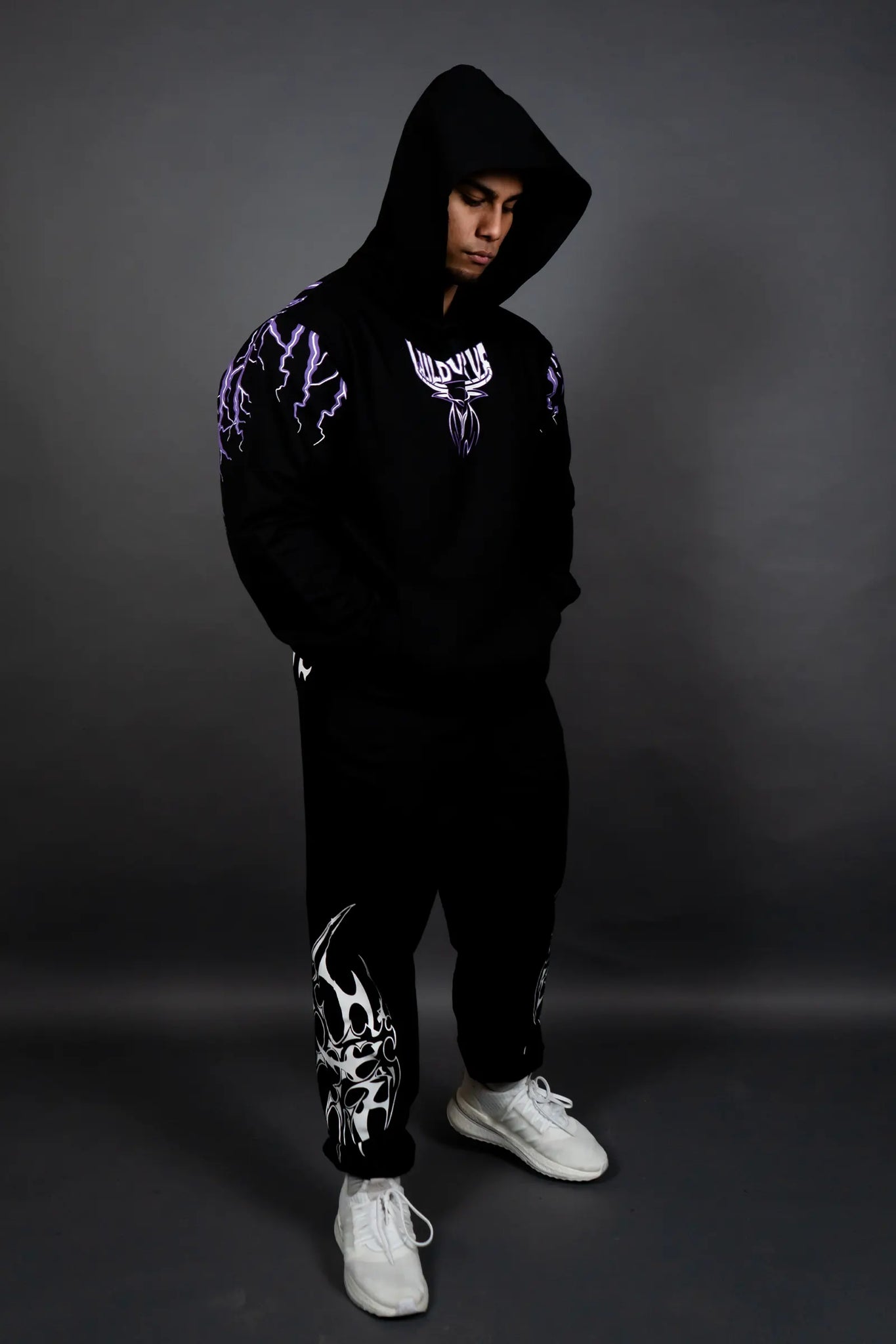 THUNDER STORM HOODIE (BLACK PURPLE)