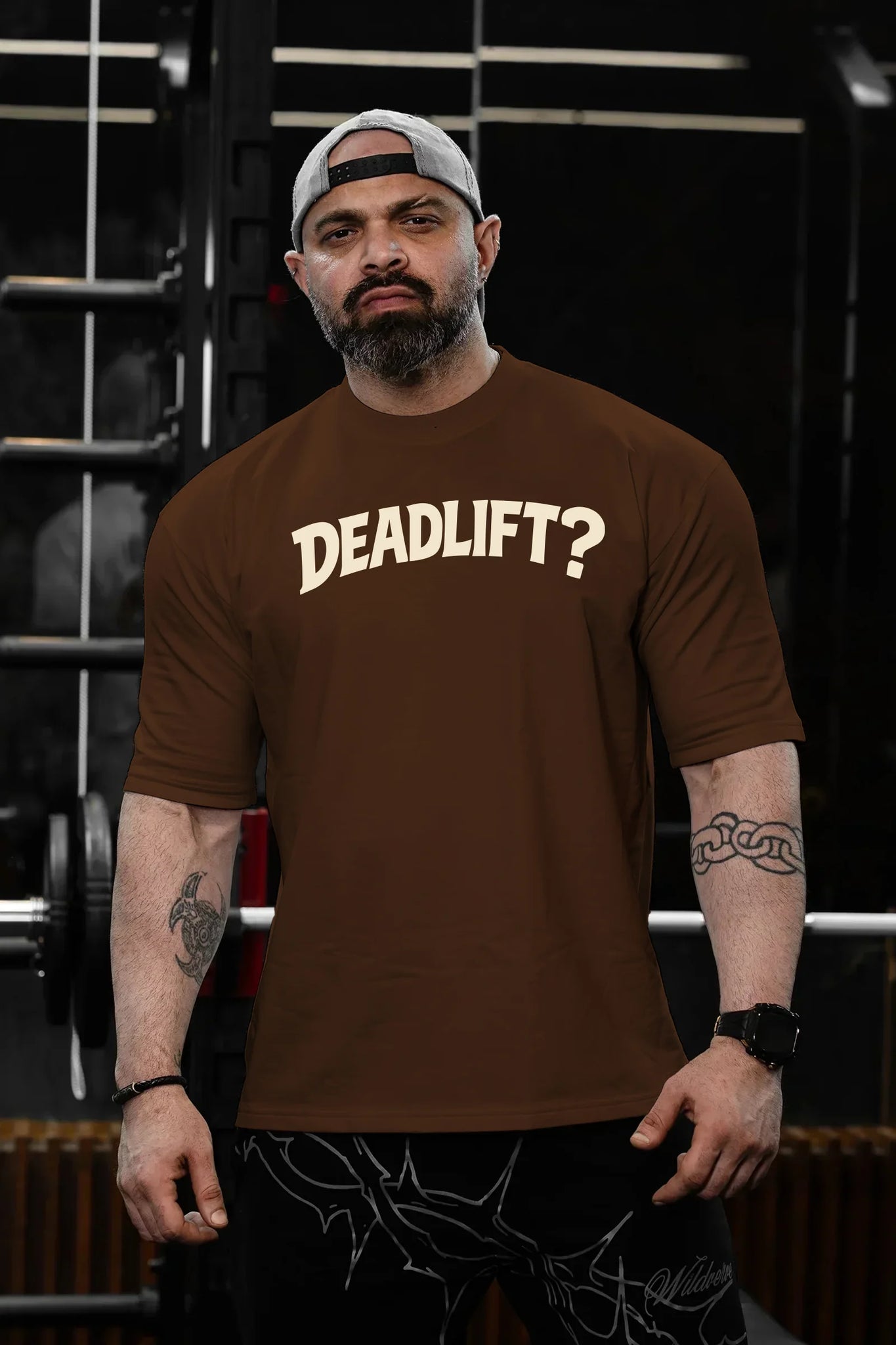 ウエイトトレーニング TITAN Deadlift Velocity Conv-36 WILDVERVE DEADLIFT CHALLENGE OVERSIZED TEE (CHOCOLATE BROWN)