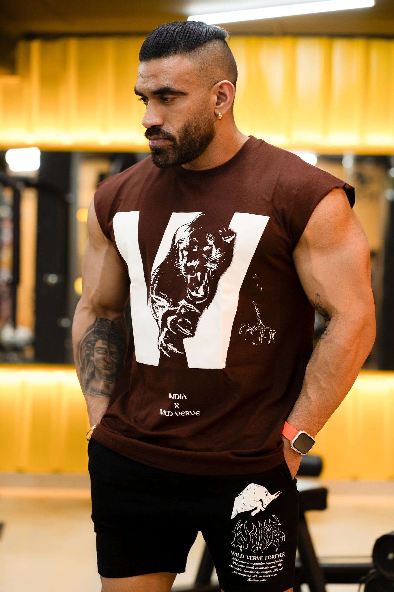 PANTHER W MUSCLE TEE (BROWN)