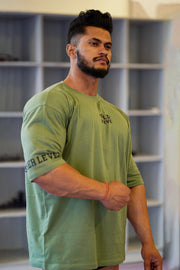 Level Up Oversized T-shirt (Dark Sea Green) - THEWILDVERVE