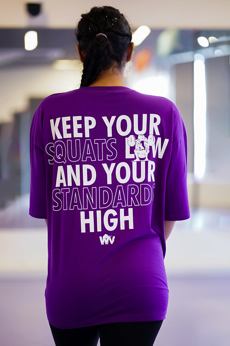 Keep Your SQUATS Low Oversized T-shirt (PURPLE)